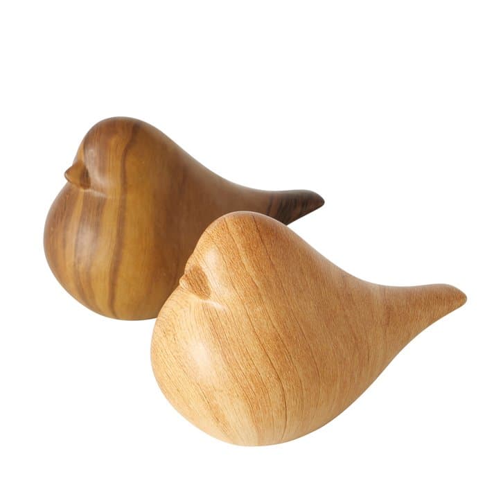Boltze - Beeldjes - Vogels - Vogeltjes - Set van 2 - Keramiek - Houtlook - 16x9x10cm