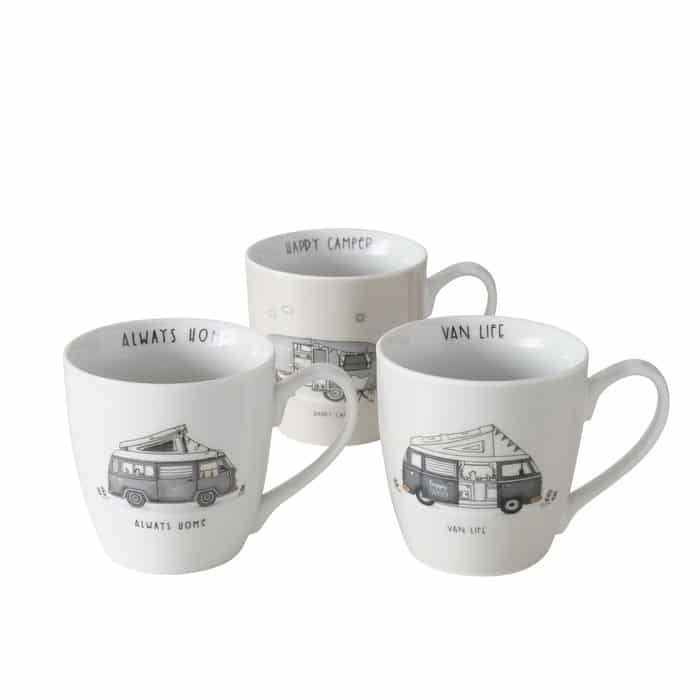Boltze - Set van 3 - Mokken - Koffiemok - Theemok - Beker - Camping - Vanlife - Camper - Keramiek