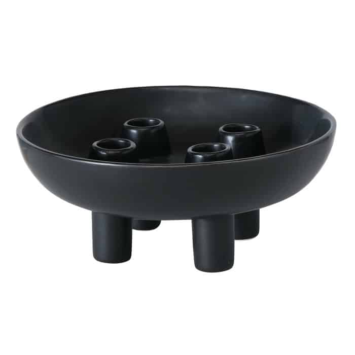 Boltze - Kaarsenhouder - Kaarsenbowl - Zwart - Rond 21cm