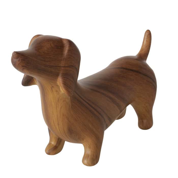 Boltze - Beeldje - Sculptuur - Hond - Teckel - Keramiek - Houtlook - 16x5x10cm