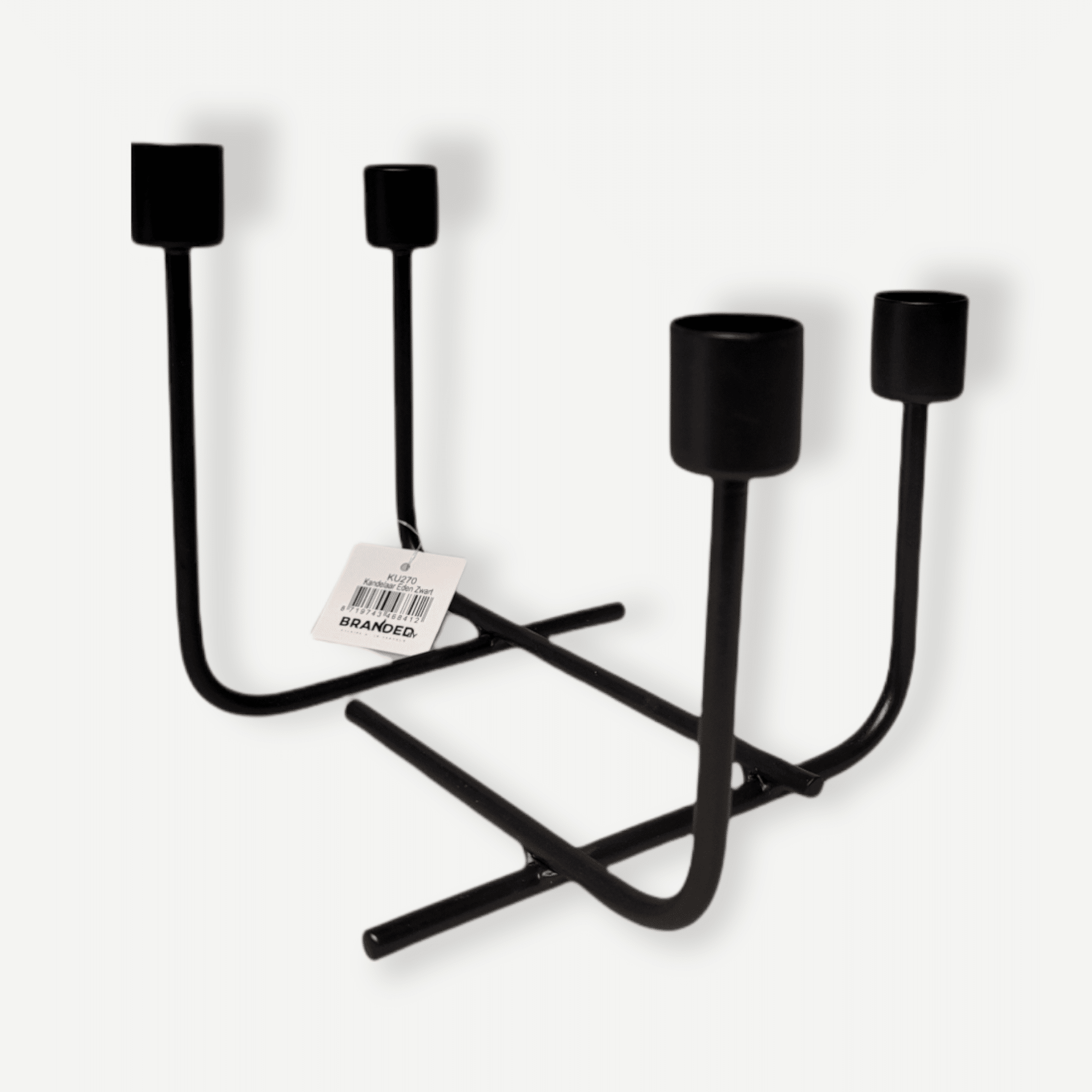 Branded By - Kandelaar- Eden - Metaal - Zwart- voor 4 kaarsen