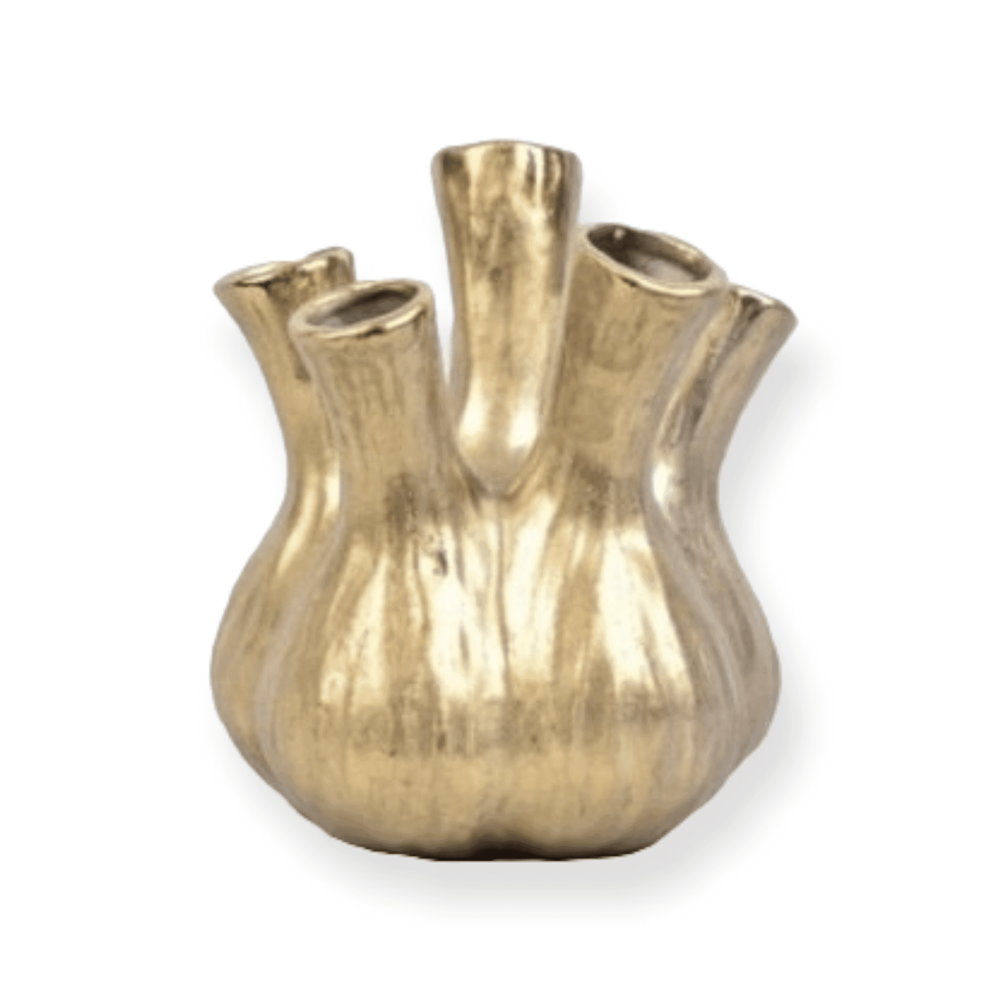 Daan Kromhout Aglio Uienvaas Bloemenvaas Goud Keramiek 13x16 cm