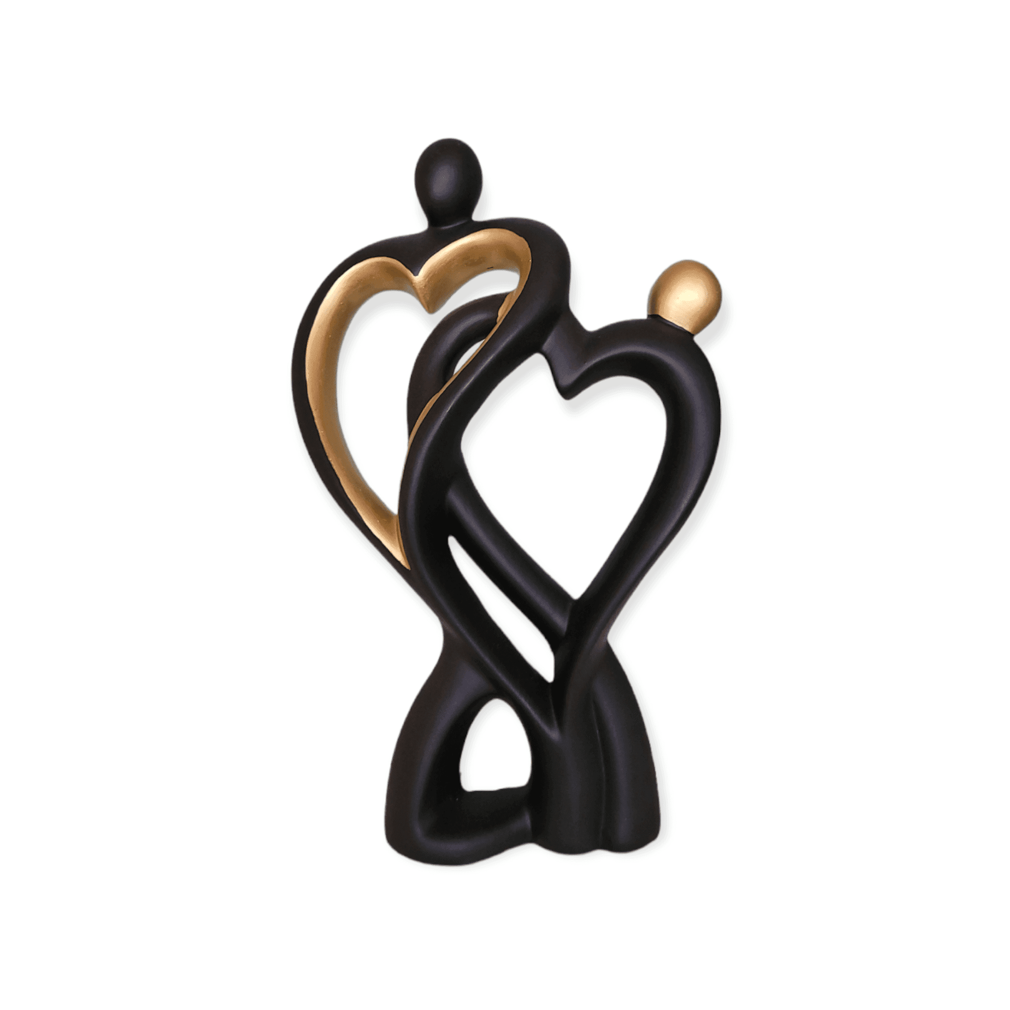 Gilde Handwerk Sculptuur Beeld Door het hart verbonden Keramiek zwart goud