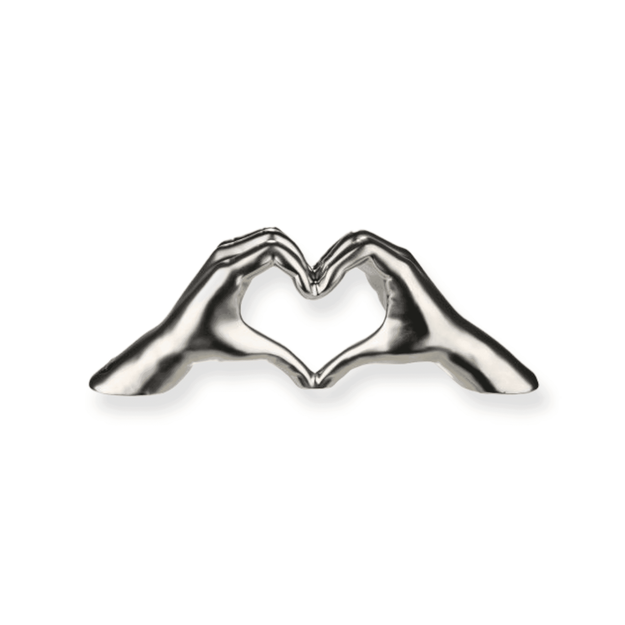 Gilde Handwerk Beeld Sculptuur Heart Sign Hands Mat zilver Keramiek