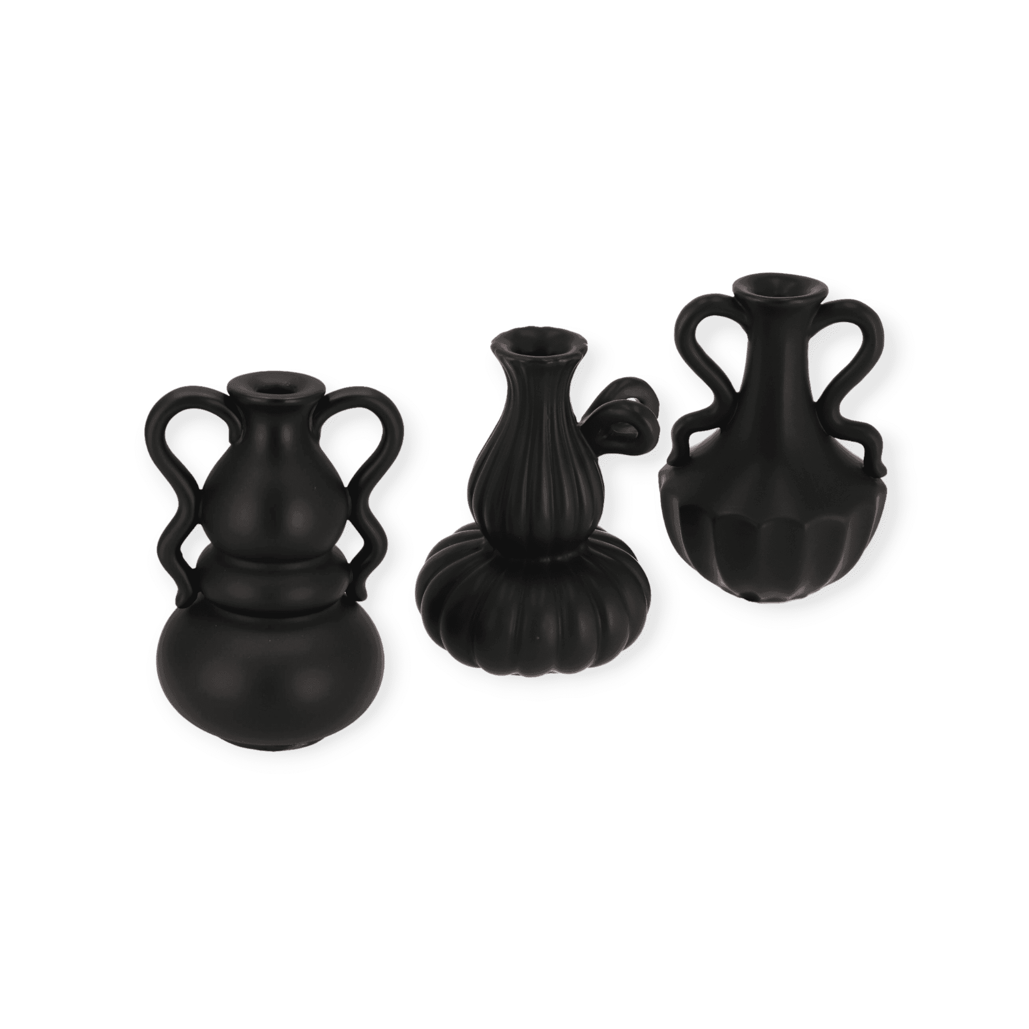 Daan Kromhout - Set/3 - Vaasjes - Jada - Zwart - 12x18cm - Keramiek