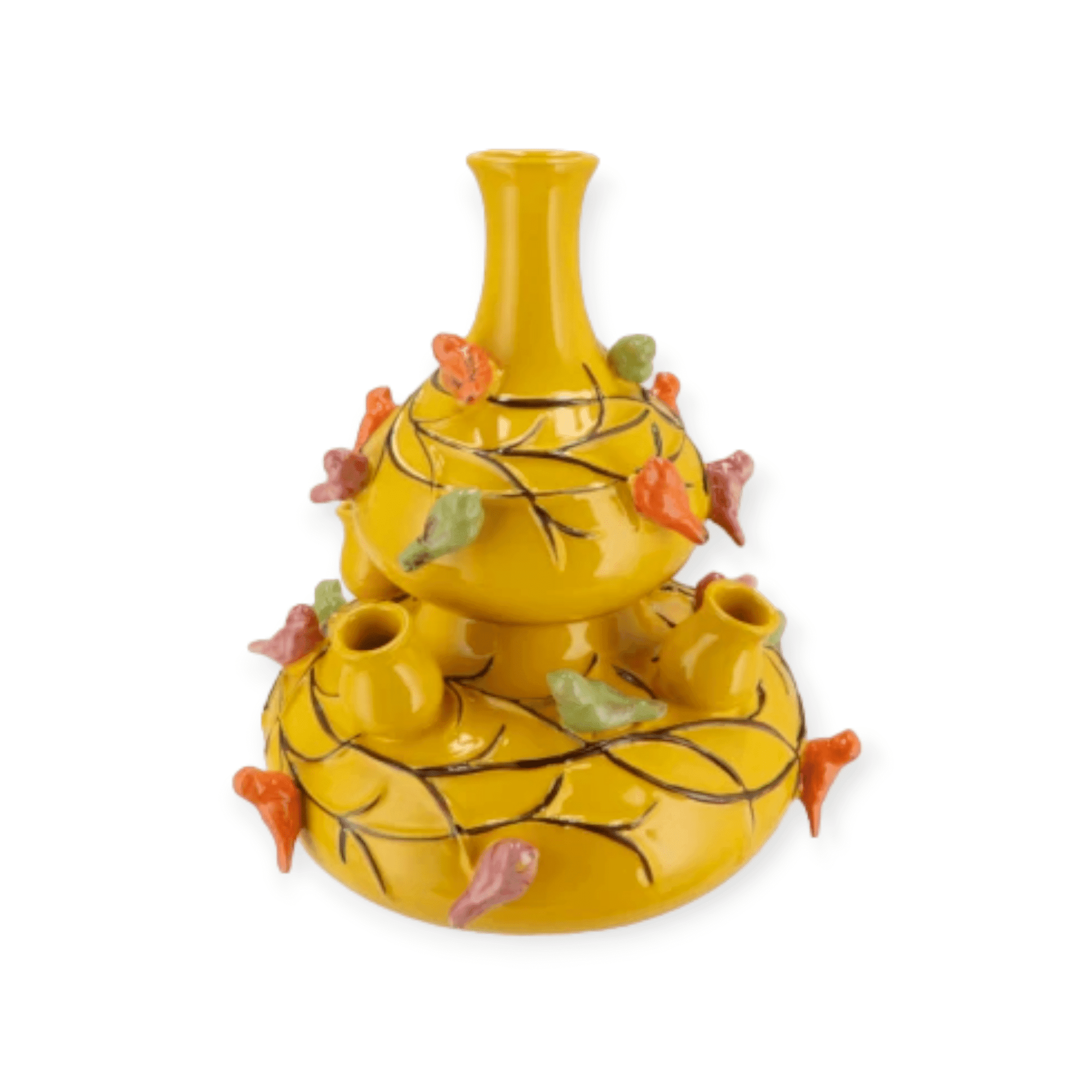 Daan Kromhout - Bird Vase - 2-delig - Vaas - Tulpenvaas - Yellow - Geel - D23 x H25 cm - Toetervaas