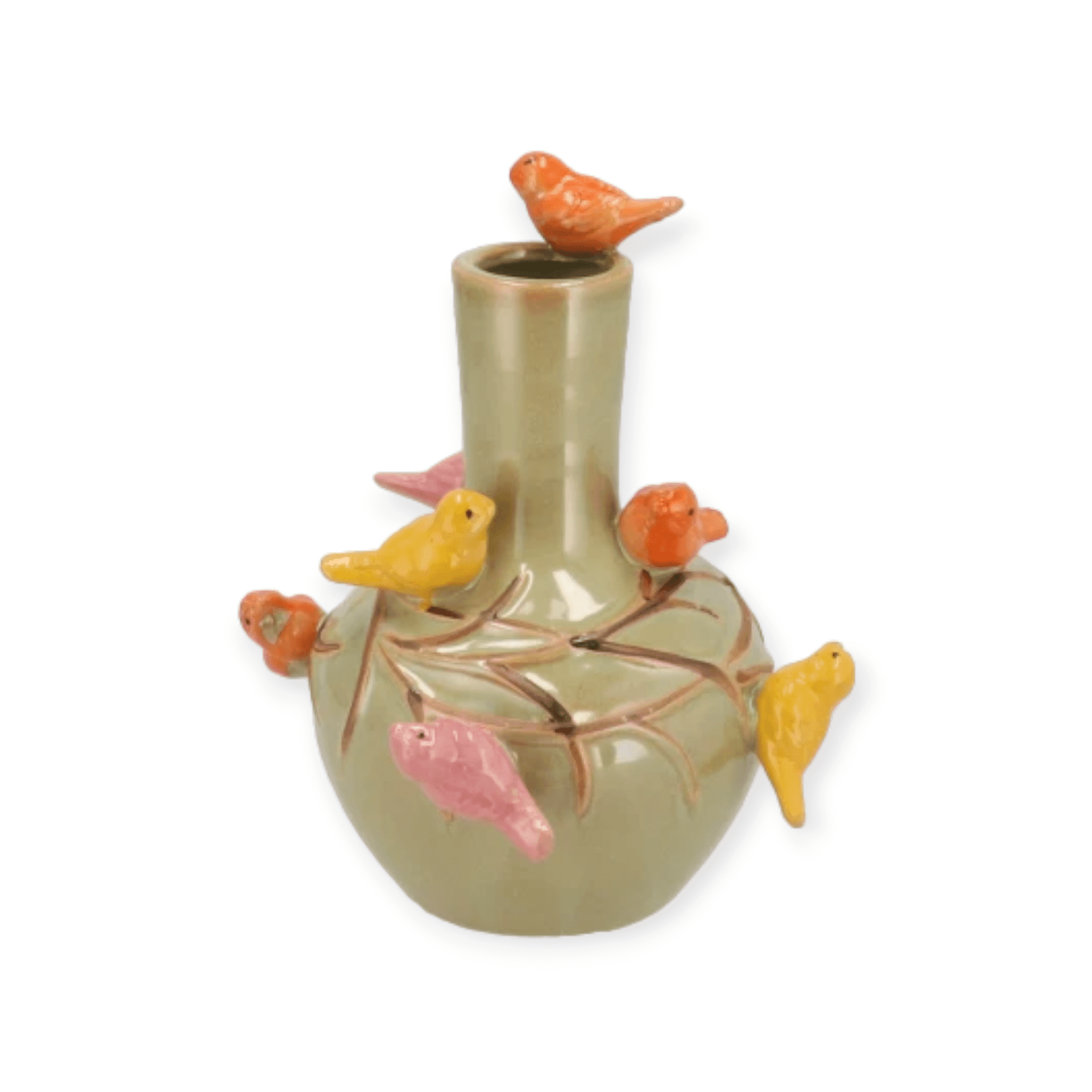 Daan Kromhout - Bird Vase - Vaas - Tube - Pistache - Zacht groen - D16 x H17 cm - Keramiek