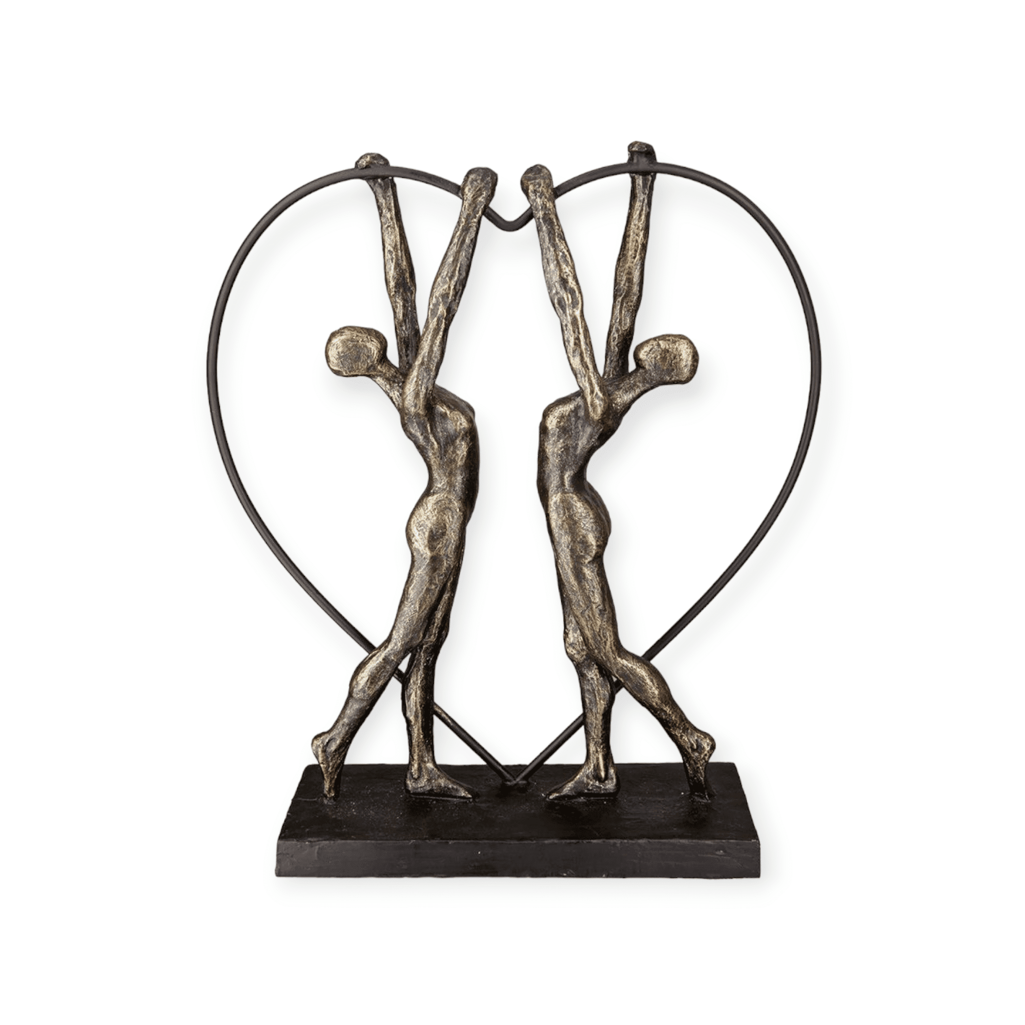 Sculptuur - Women in love - Twee vrouwen in een hart - 8x27x31 - Polyresin - Bronskleur