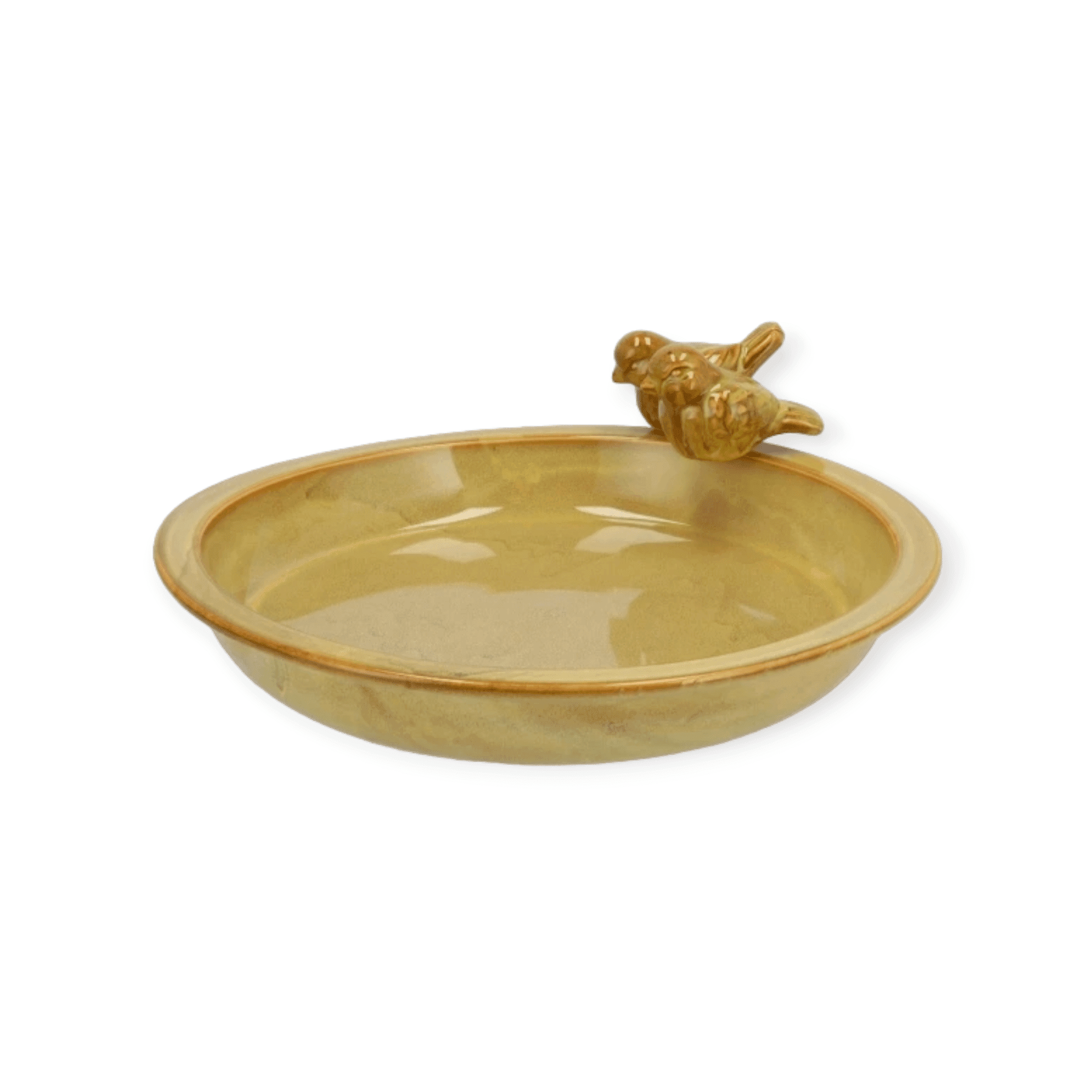 Daan Kromhout - Bird Bowl - Vogelschaal - Waterschaal - Vogelbad - Glazed Oker- 28x5 cm - Keramiek