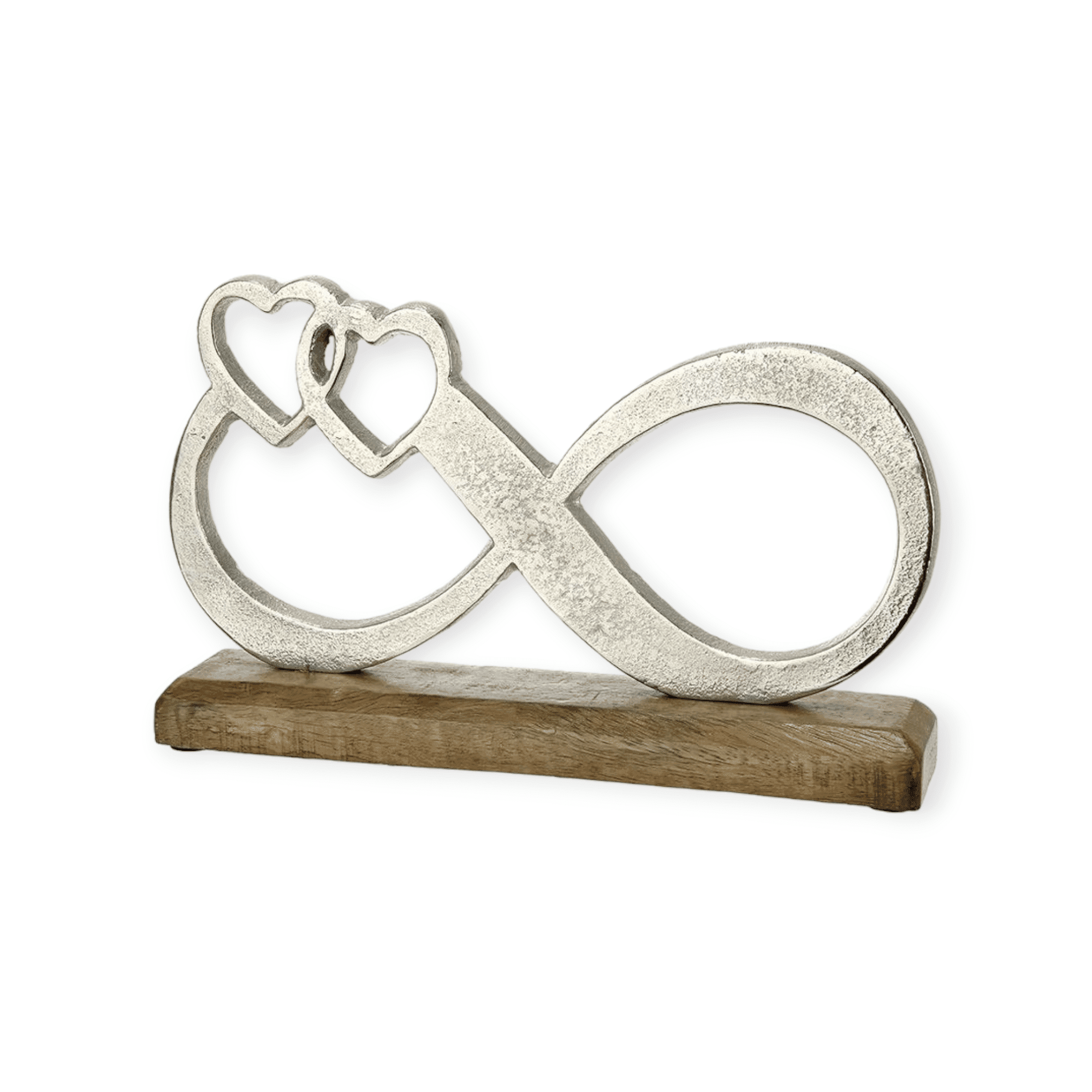 Gilde Handwerk - Beeld - Oneindig - 5x25.5x16cm cm - Mangohout - Aluminium