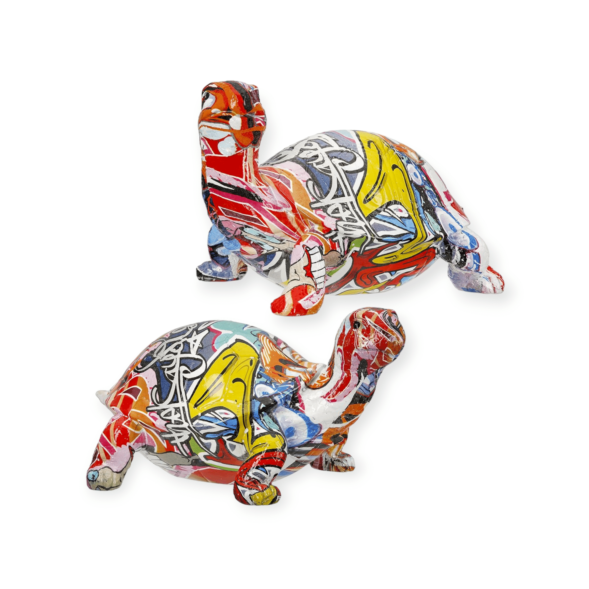 Gilde Handwerk - Beeld - Sculptuur - Schildpadden - Set/2 - Polyresin - Streetart - Multicolour - 21x14x11cm