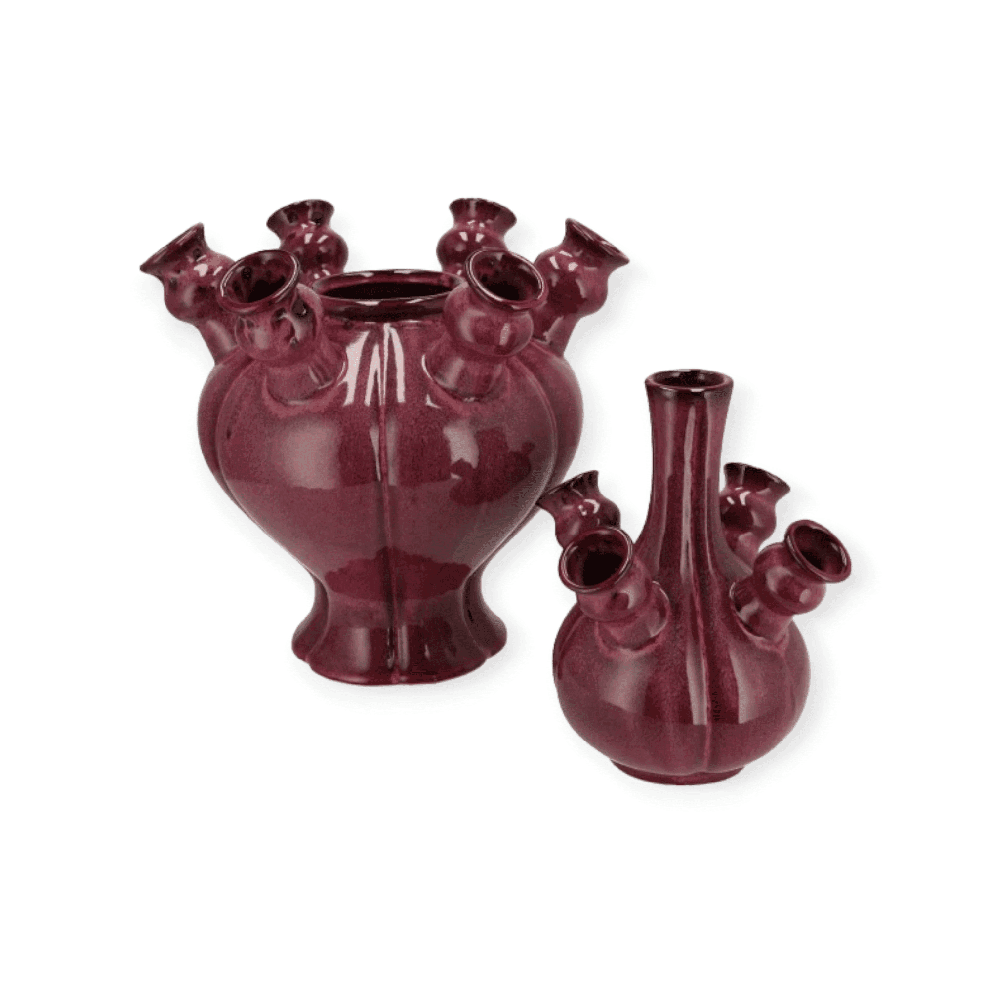 Daan Kromhout - Vaas - Rotterdam - Tulpenvaas - Bloemenvaas - Keramiek - Bordeaux Rood - 25x25x36cm - Afbeelding 3