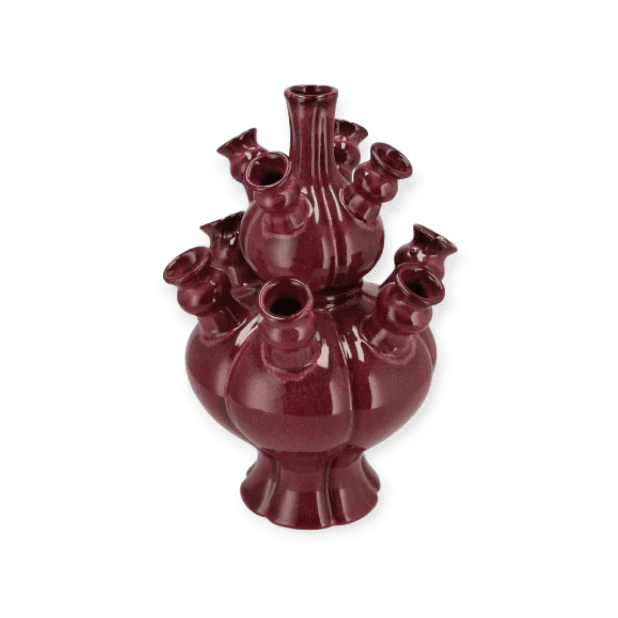 Daan Kromhout - Vaas - Rotterdam - Tulpenvaas - Bloemenvaas - Keramiek - Bordeaux Rood - 25x25x36cm