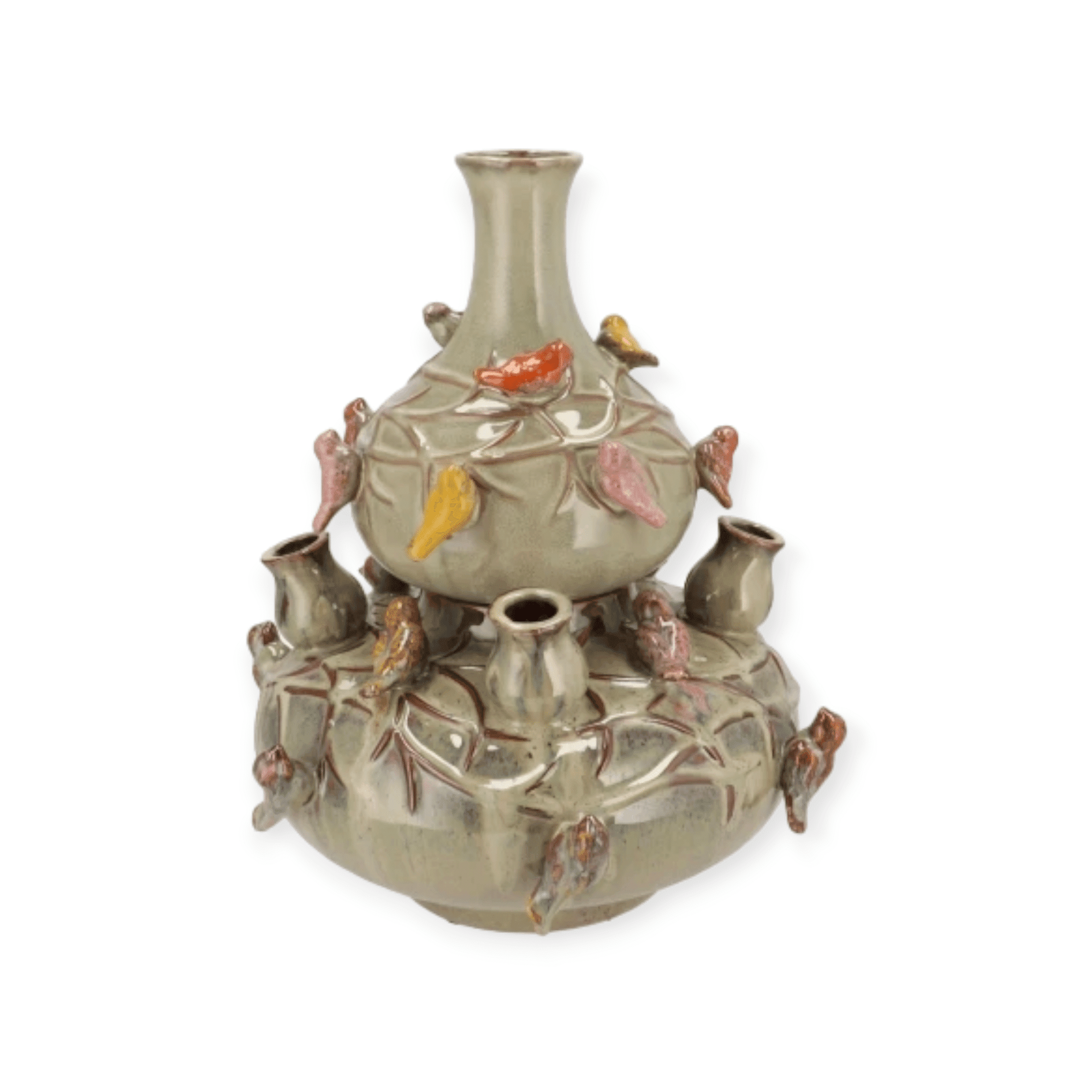 Daan Kromhout - Bird Vase - 2-delig - Vaas - Tulpenvaas - Moss Groen - D28 x H32 cm - XL