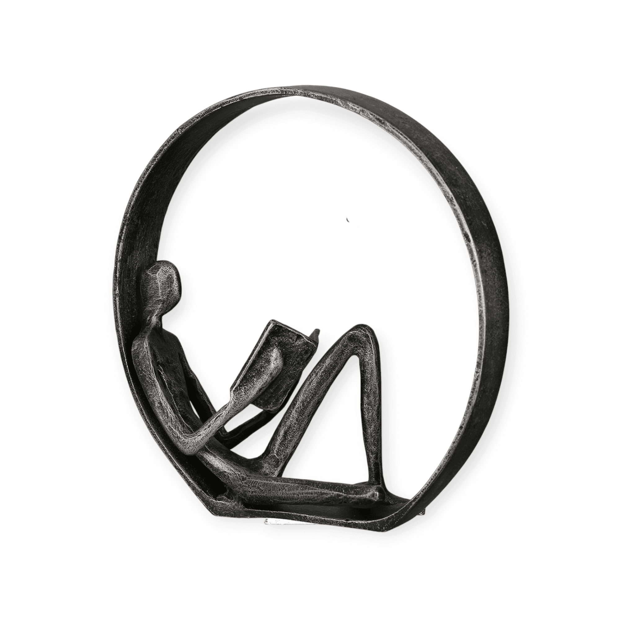 Gilde Handwerk - Beeld Sculptuur - Lezen - Metaal - Grijs/Zwart - 9x17x18cm