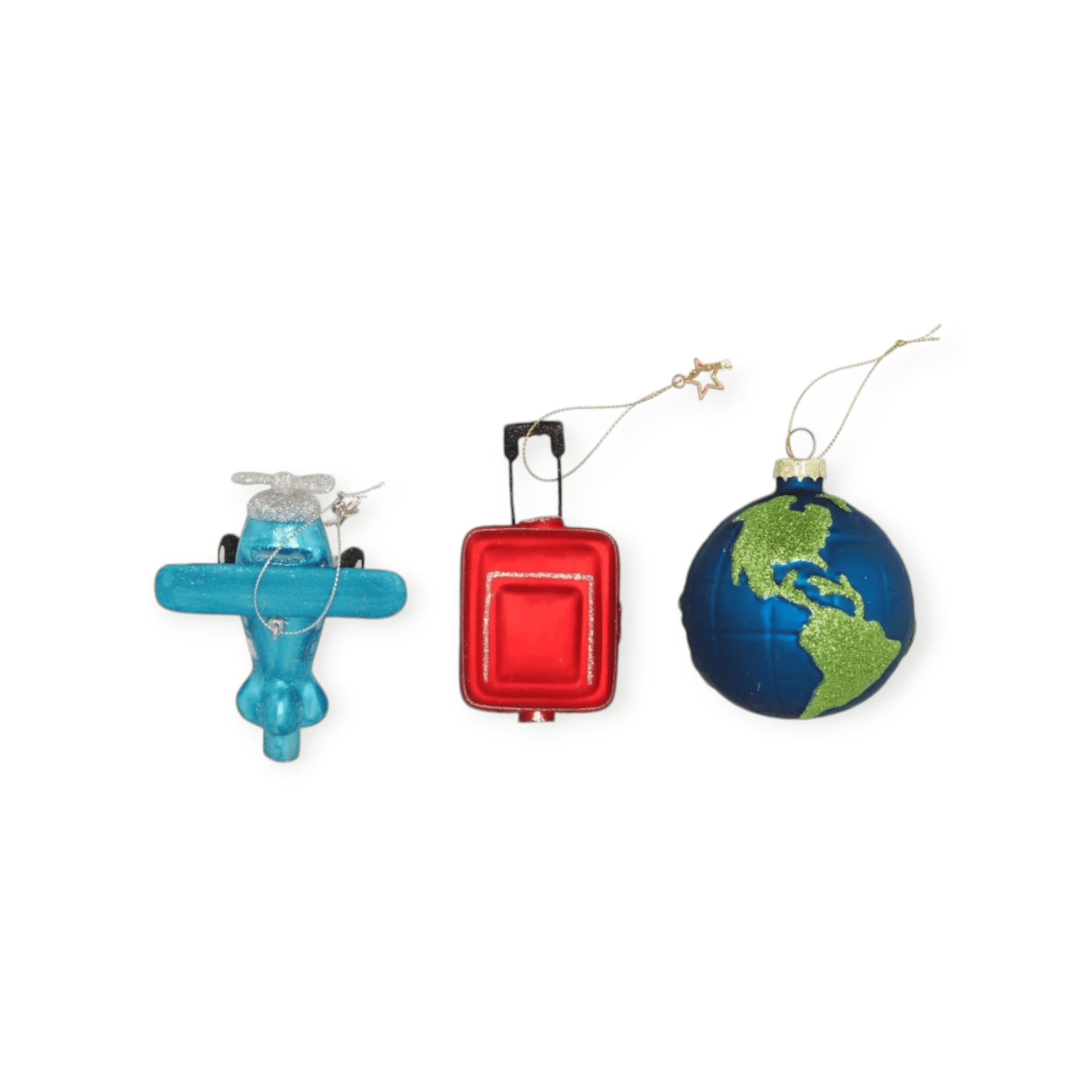 Daan Kromhout - Set/3 glazen kerstornamenten - Travel the World - Kerstballen - 5 x 9 cm - Kerst