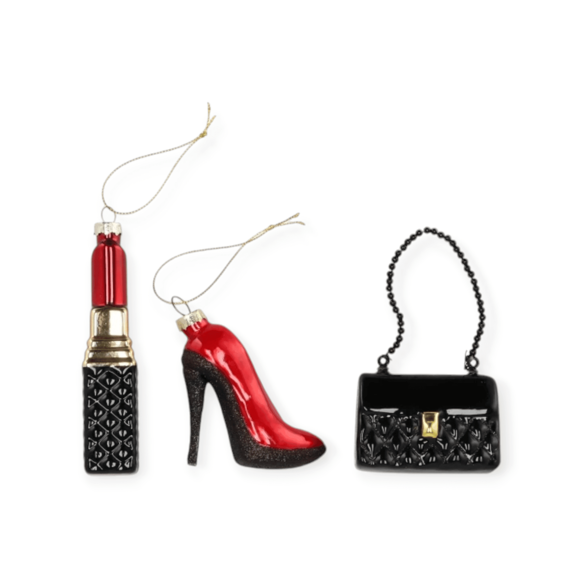 Daan Kromhout - Set/3 glazen kerstornamenten - Fashion - Kerstballen - 5 x 9 cm - Kerst