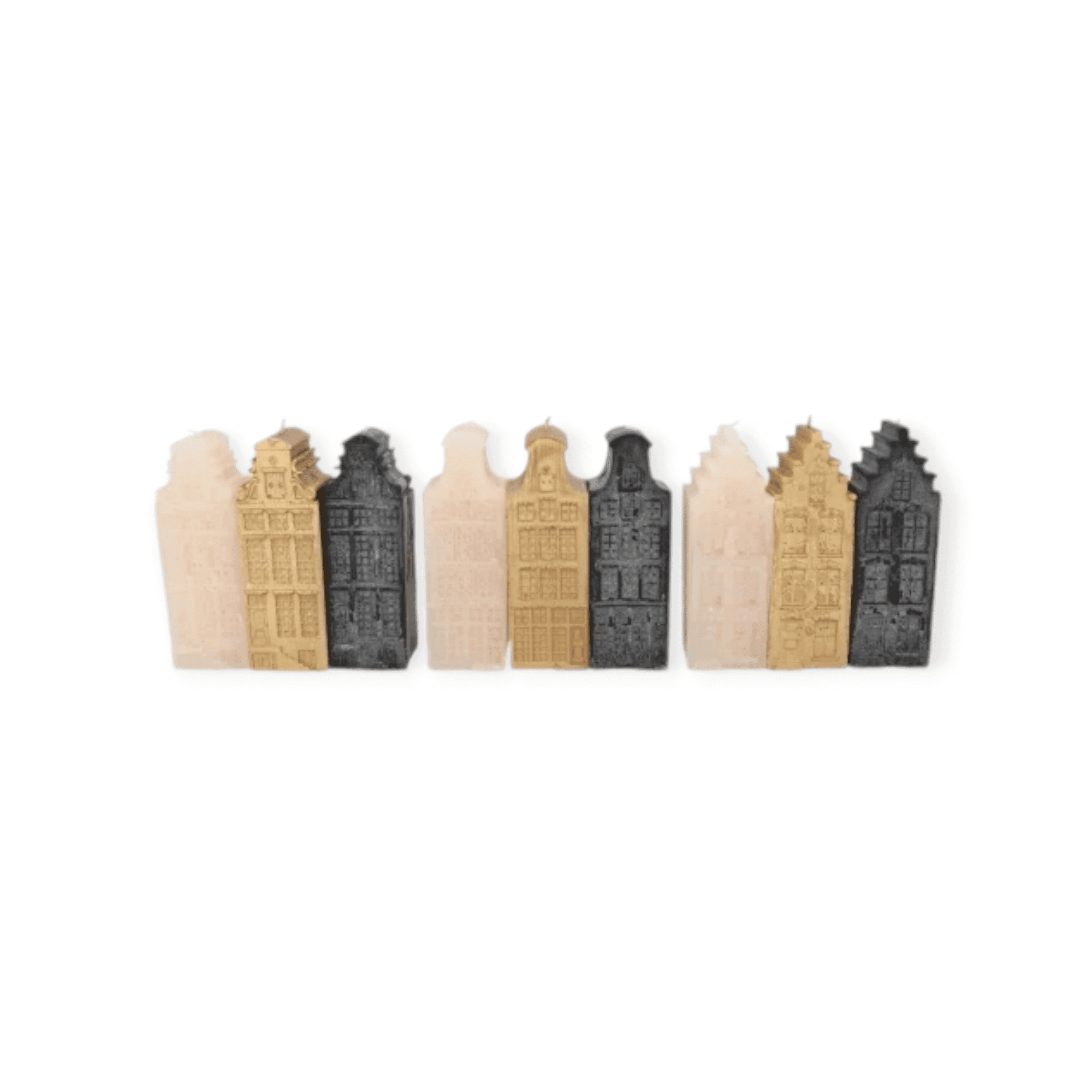Daan Kromhout - Kaarsen - Set/3 - Hollandse huisjes - Canal houses - Grachtenpandjes - 6x16cm