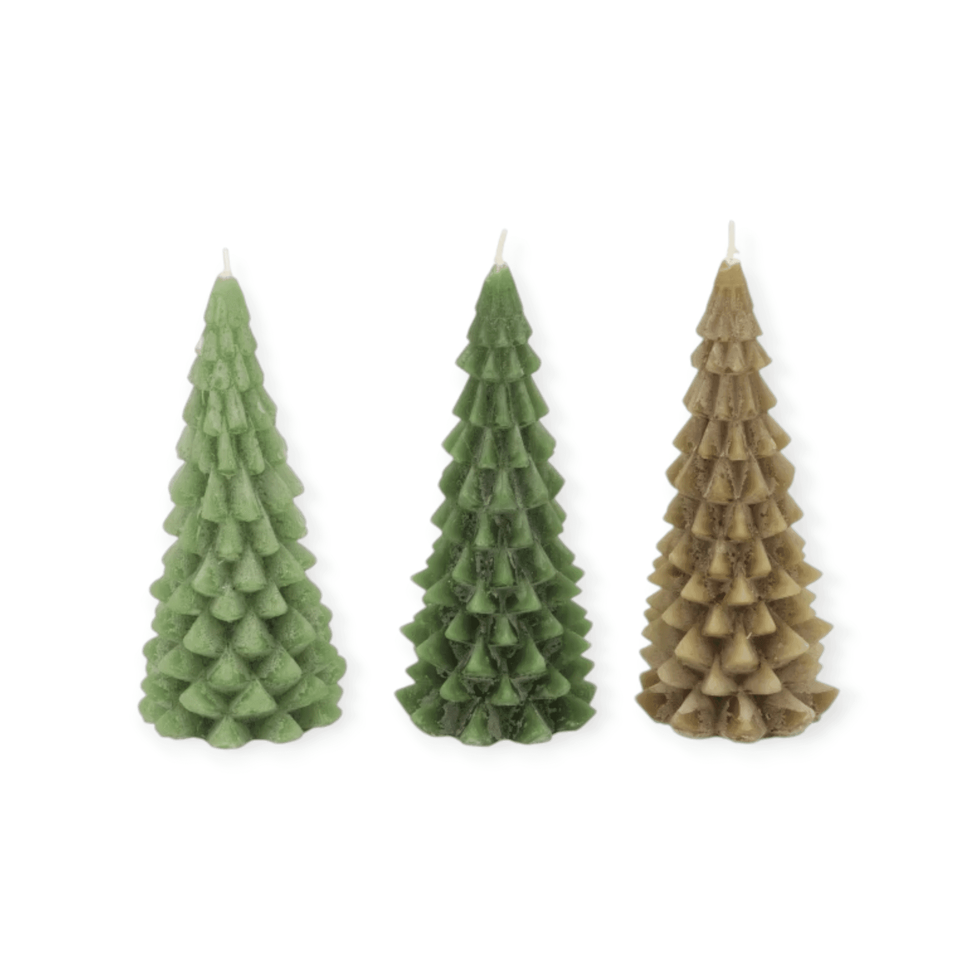 Daan Kromhout - Kerstboom kaarsen - Set/3 - Groen tinten - 8x16cm
