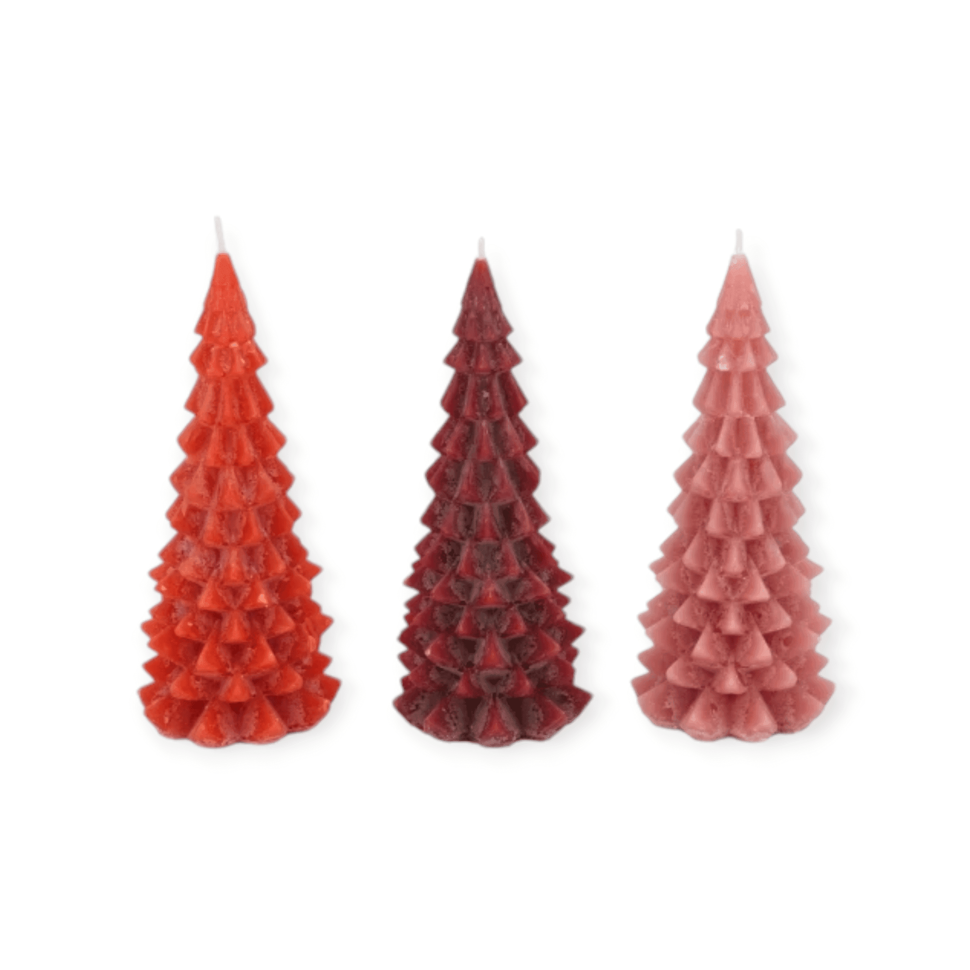 Daan Kromhout - Kerstboom kaarsen - Set/3 - Rood tinten Mix - 6x12cm