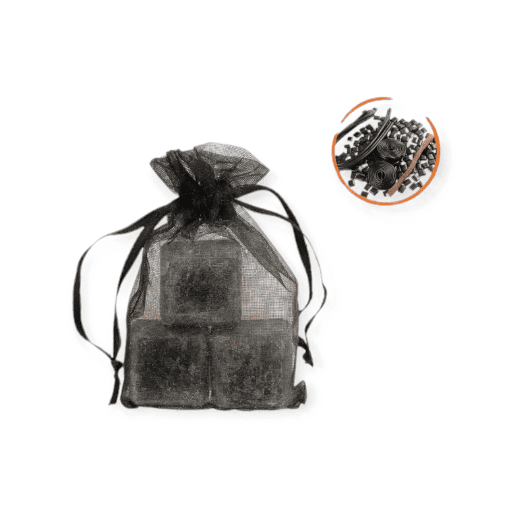 Amberblokjes – Organza zakje met 3 mini blokjes – Black Musk