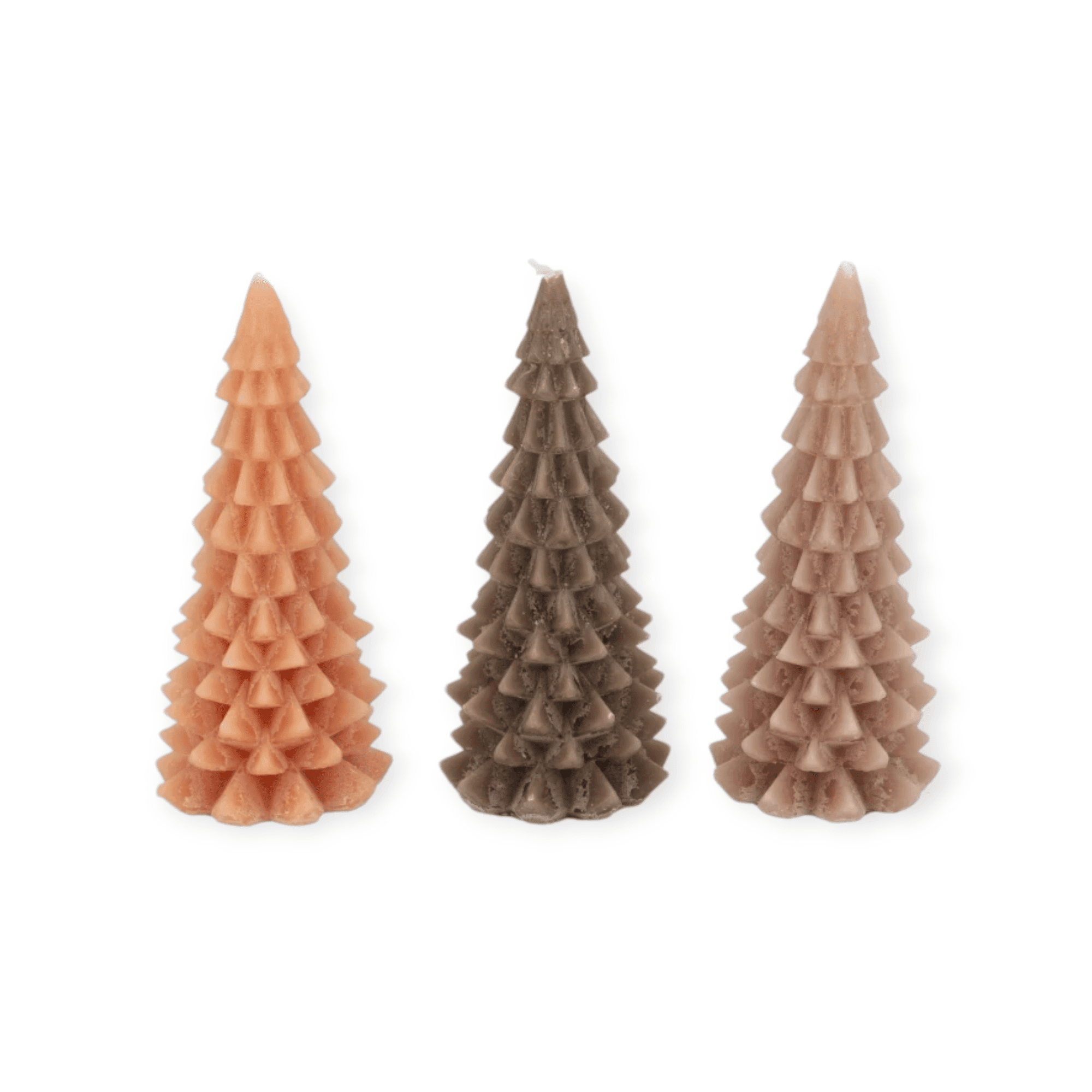 Daan Kromhout - Kerstboom kaarsen - Set/3 - Bruin tinten Mix - 9x20cm