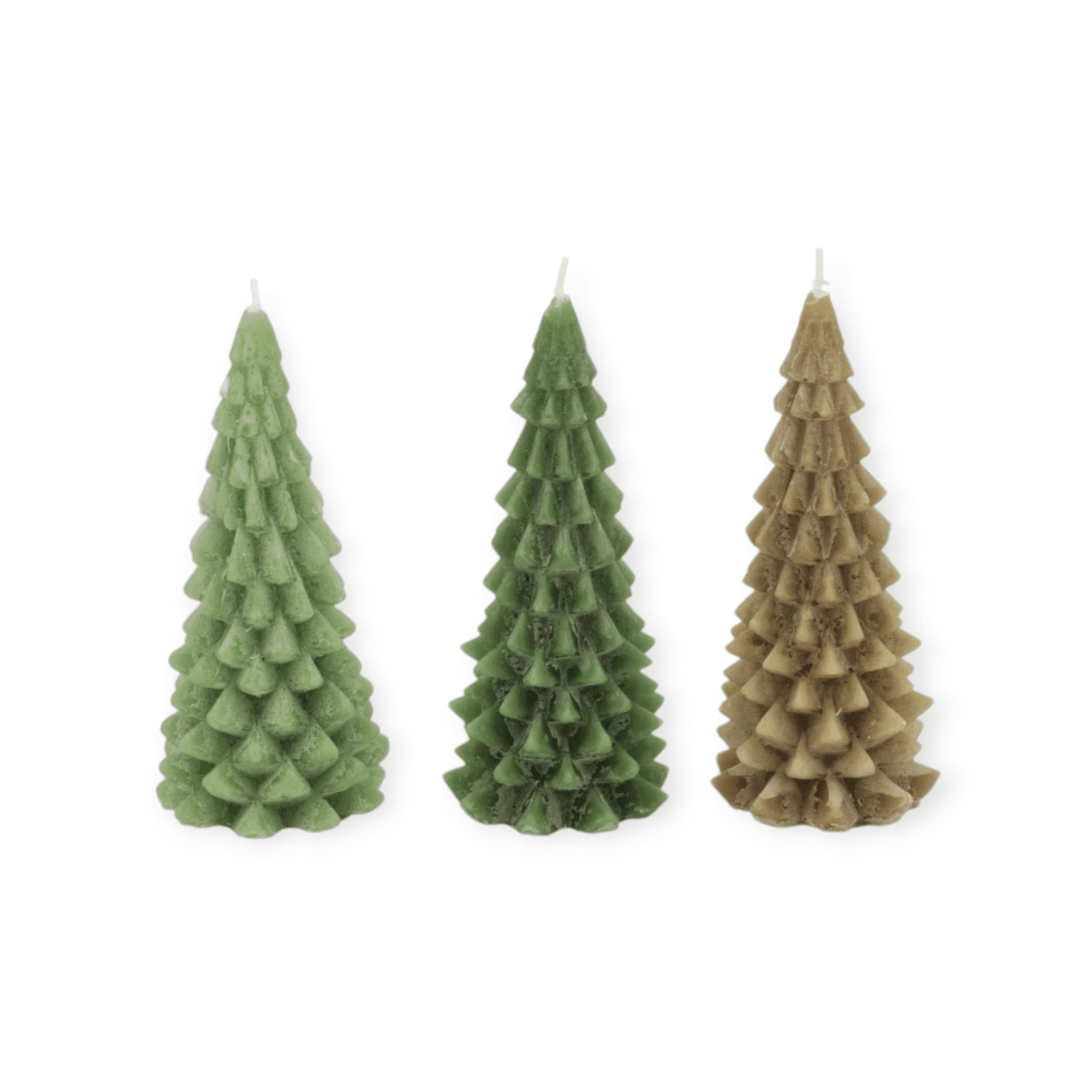 Daan Kromhout - Kerstboom kaarsen - Set/3 - Groen tinten Mix - 9x20cm