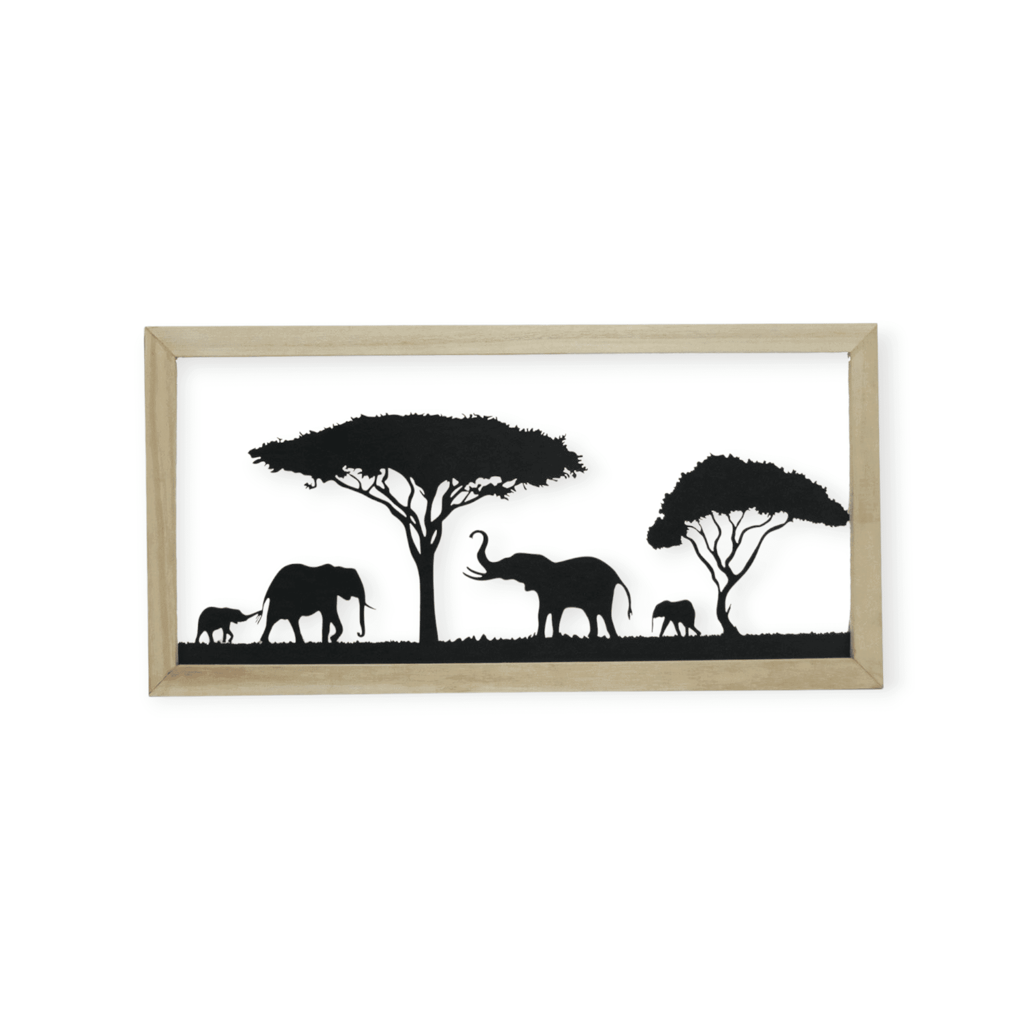 Gilde Handwerk - Wand decoratie - Wandpaneel - Olifant - Metaal - Hout - 30x60cm