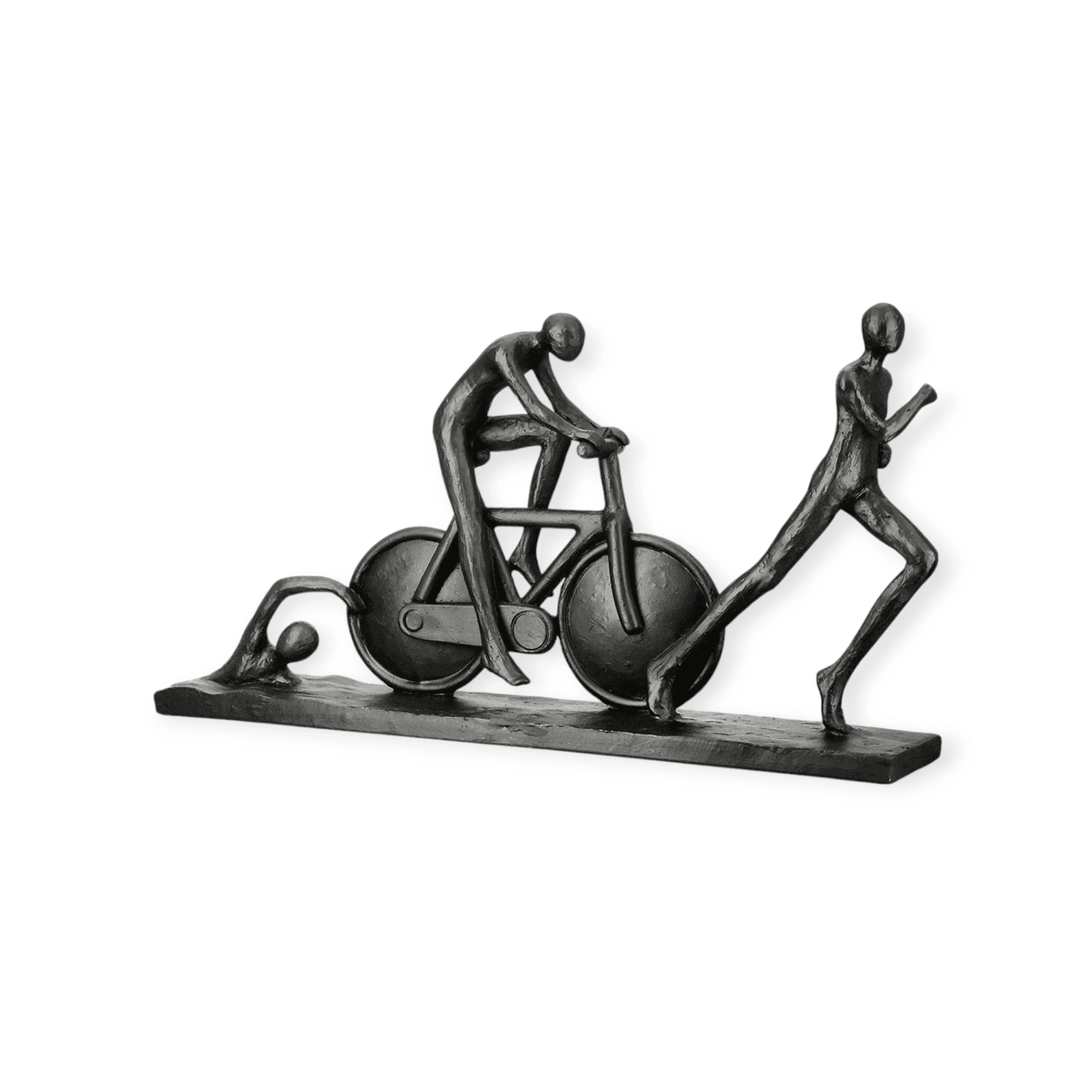 Gilde Handwerk - Beeld - Sculptuur - Triatlon - poly resin - 6x35x19 cm - kleur zwart