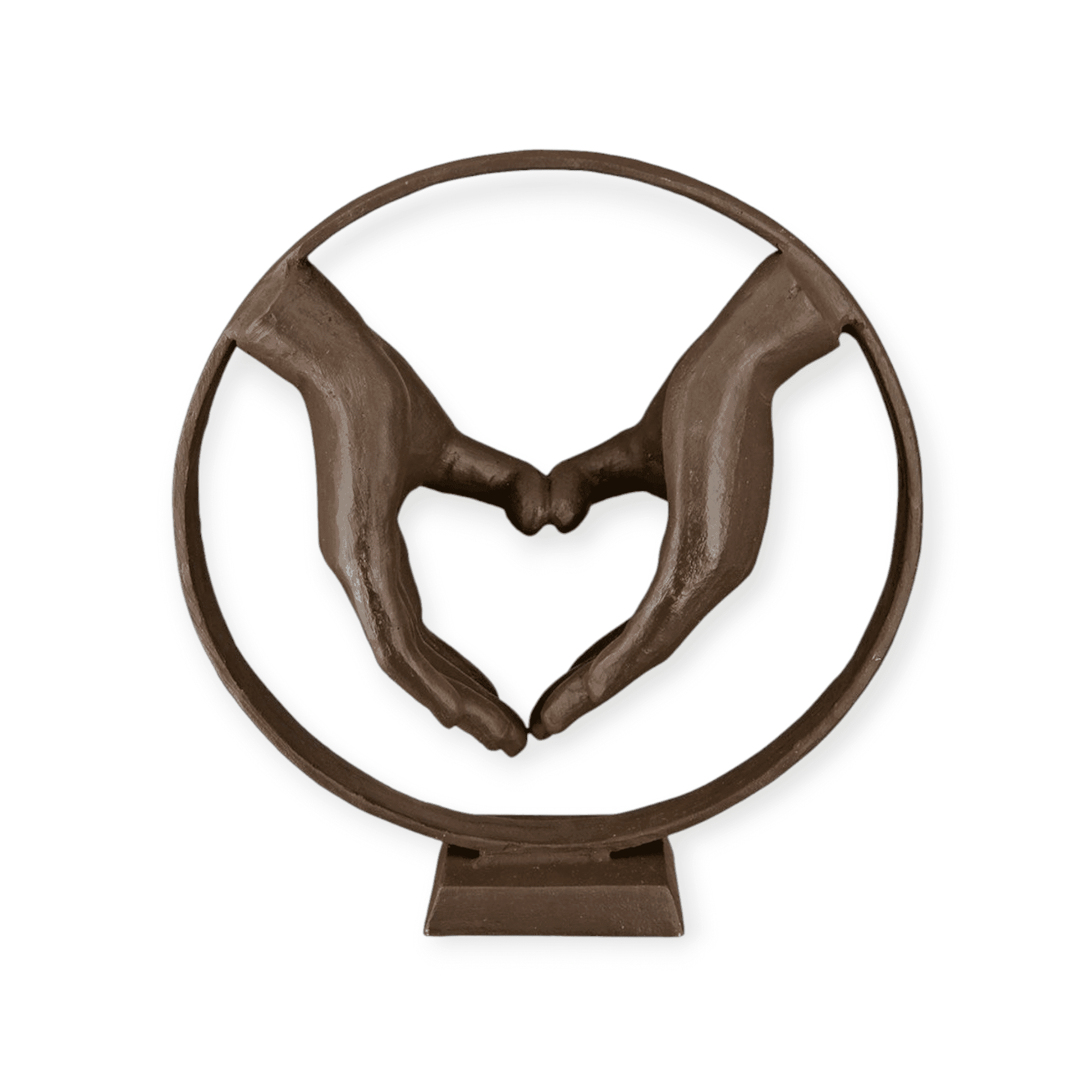 Gilde Handwerk - Beeld - Sculptuur - Love Sign Hands - Handen - Metaal - Bruin - 6x22x23cm