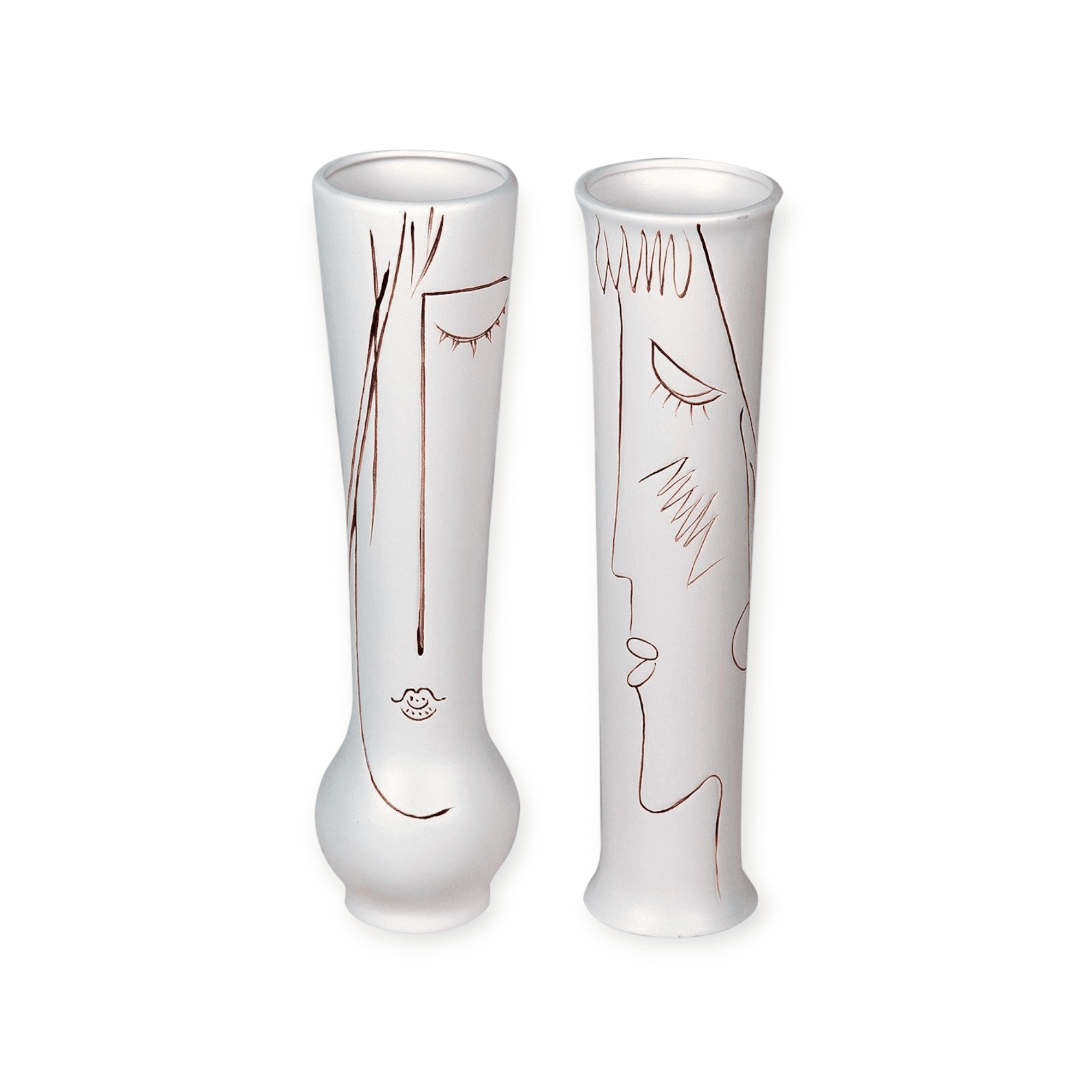 Gilde Handwerk - Set van 2 - Vazen - Gezichtsvazen - Vaas - Keramiek -10x38cm