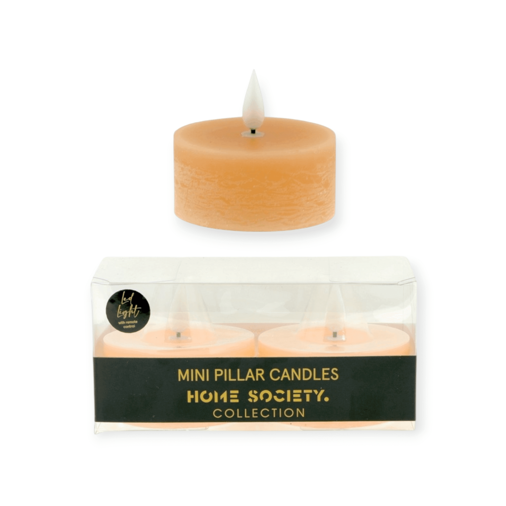 Home Society - Led - Waxines - Set van 2 - Ledkaarsen - Peach - 7x7x3.5 - Inclusief afstandsbediening
