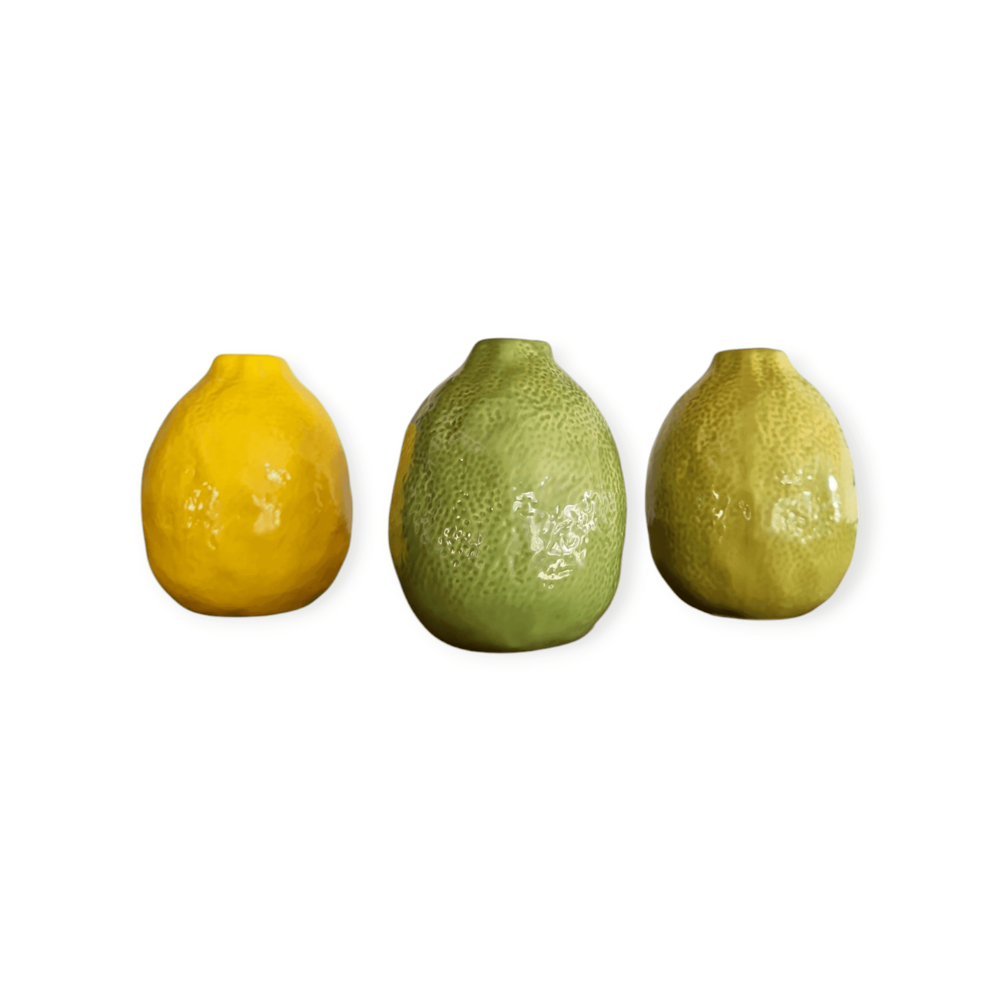 Boltze - Citroen - Limoen - Vaasjes - Bloemenvaasjes - Set van 3 - Keramiek - 12cm