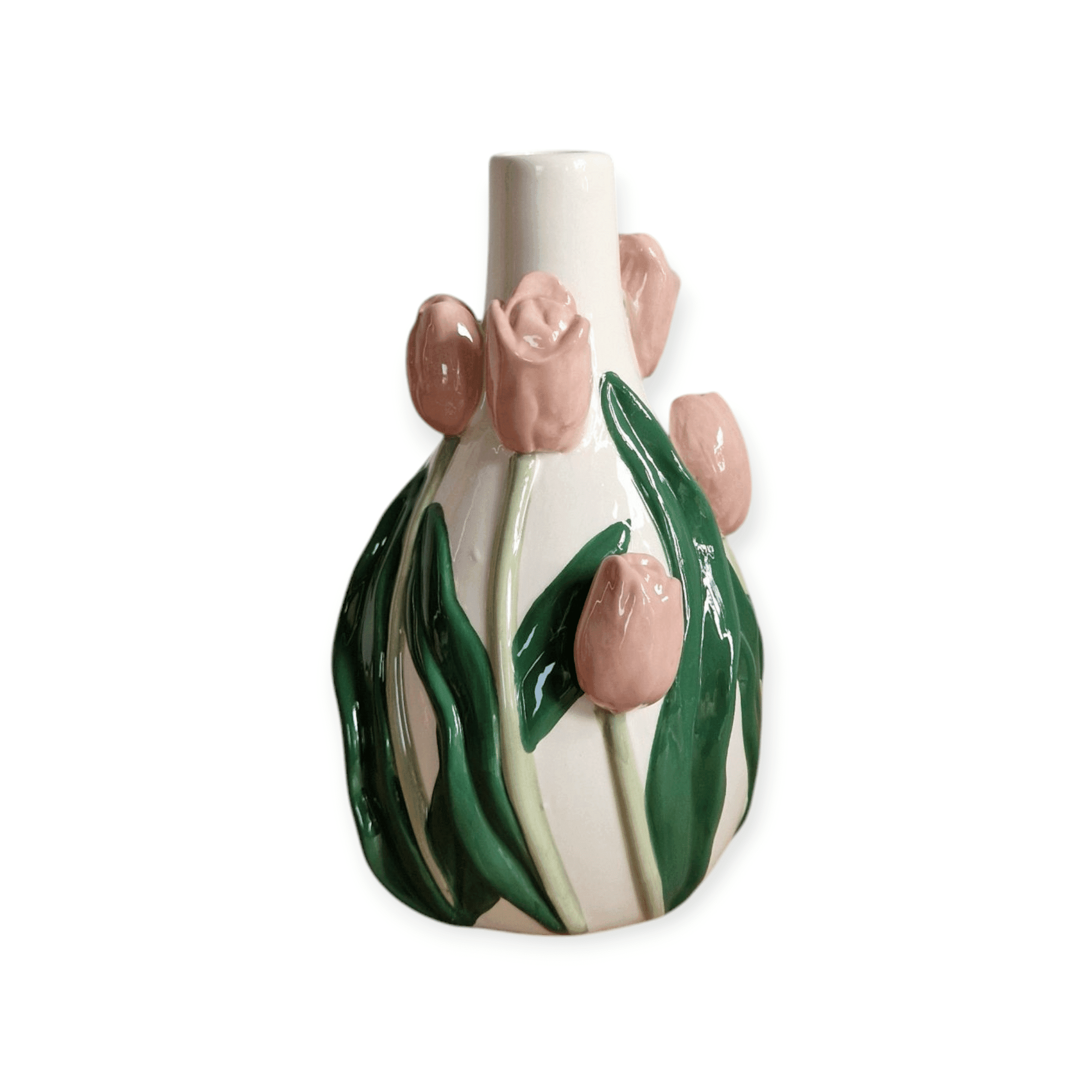 Daan Kromhout - Vaas - Bloemenvaas - Tulpen - Dutch - 14x13x22 - Keramiek - Midden roze