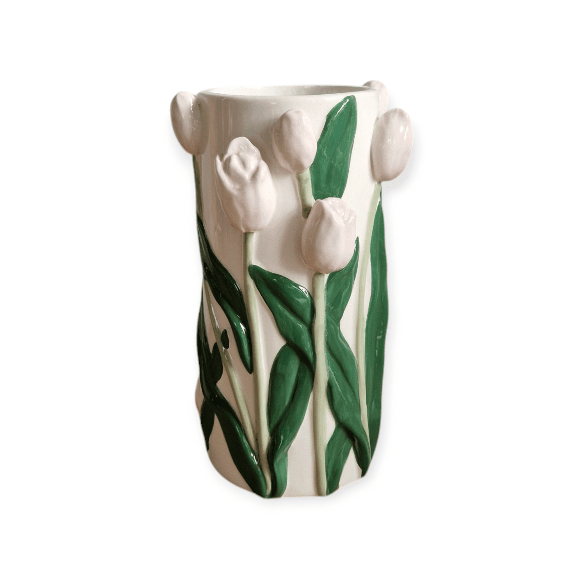 Daan Kromhout - Vaas - Bloemenvaas - Tulpen - Dutch - 14x23 - Cilinder - Keramiek - Licht Roze