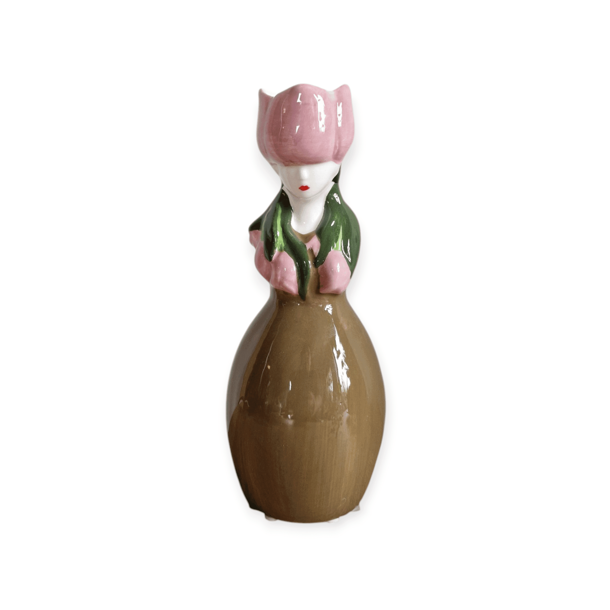 Daan Kromhout - Vaas - Tulpenvaas - Lucy Dutch Woman - Roze, Olijf - Keramiek - 22 cm