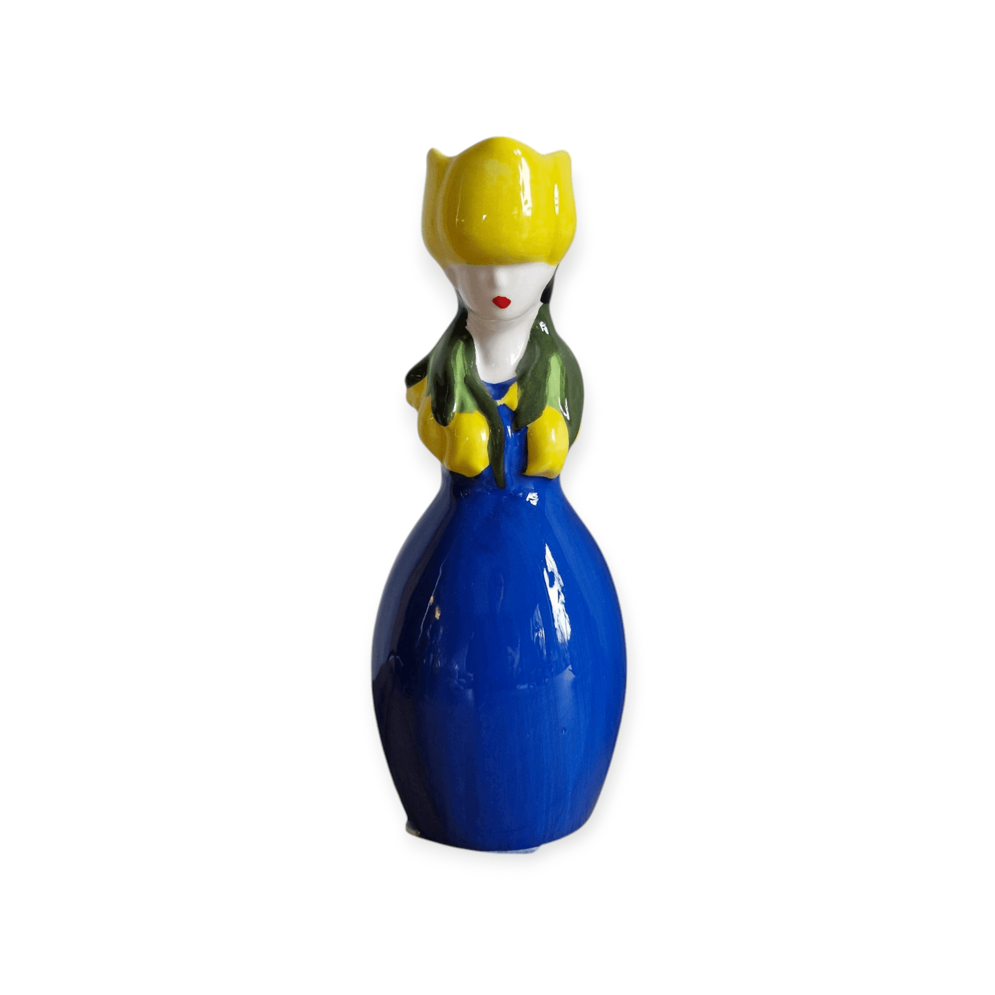 Daan Kromhout - Vaas - Tulpenvaas - Lucy Dutch Woman - Donkerblauw, Geel - Keramiek - 22 cm