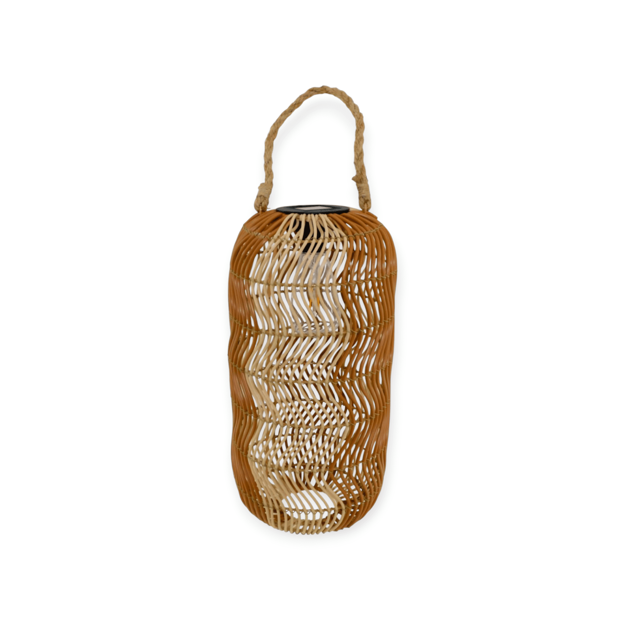 Home Society – Lantaarn – Solar – Bruin – Creme – Kunststof – Maat M – 40x20 cm