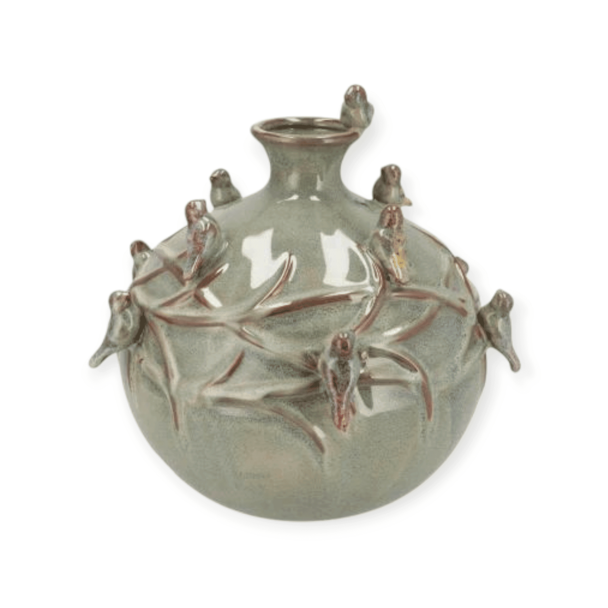 Daan Kromhout - Bird Vase - Vogelvaas- Vaas - Tube - Rond - Moss - 14x14 cm - Keramiek