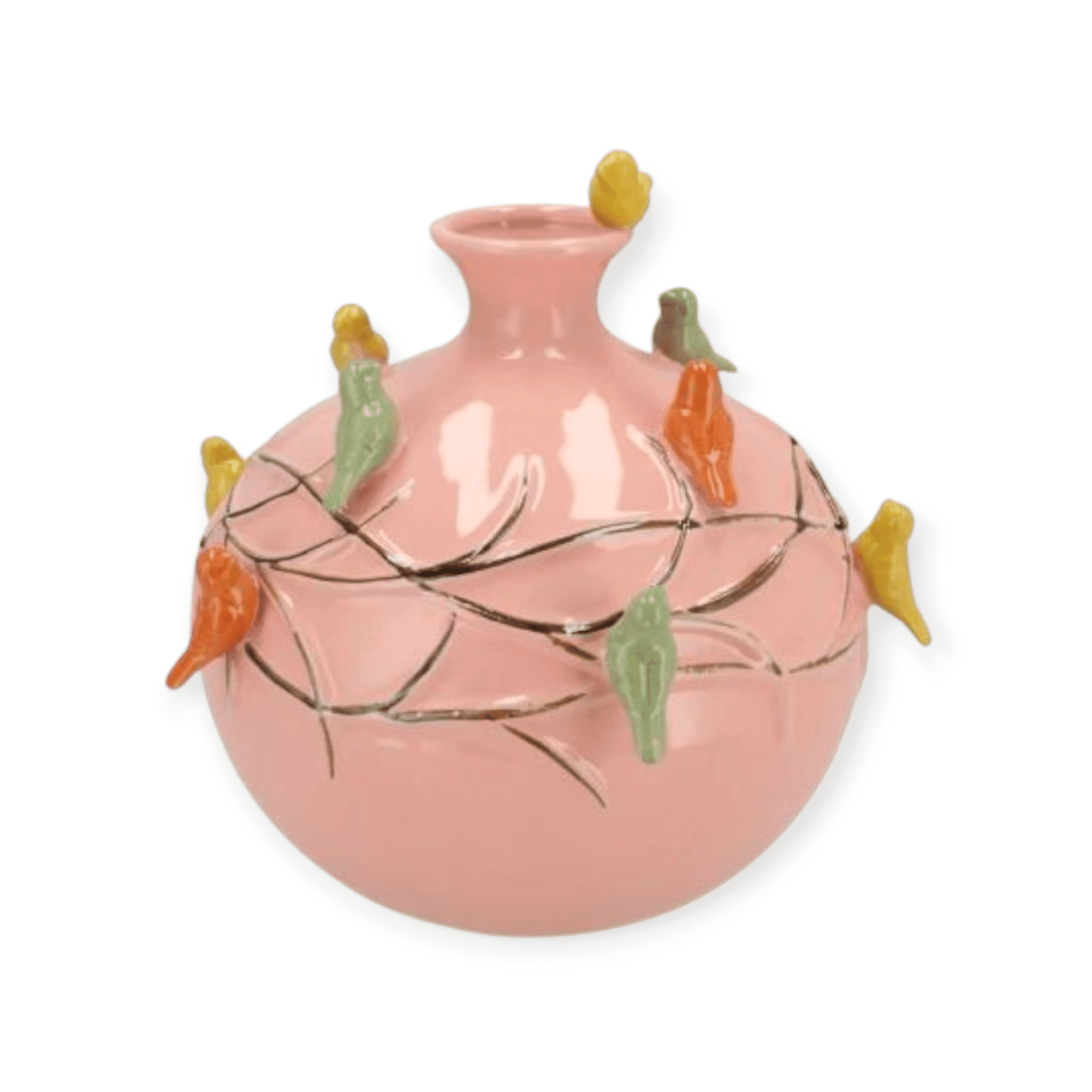 Daan Kromhout - Bird Vase - Vogelvaas- Vaas - Tube - Rond - Roze - 14x14 cm - Keramiek