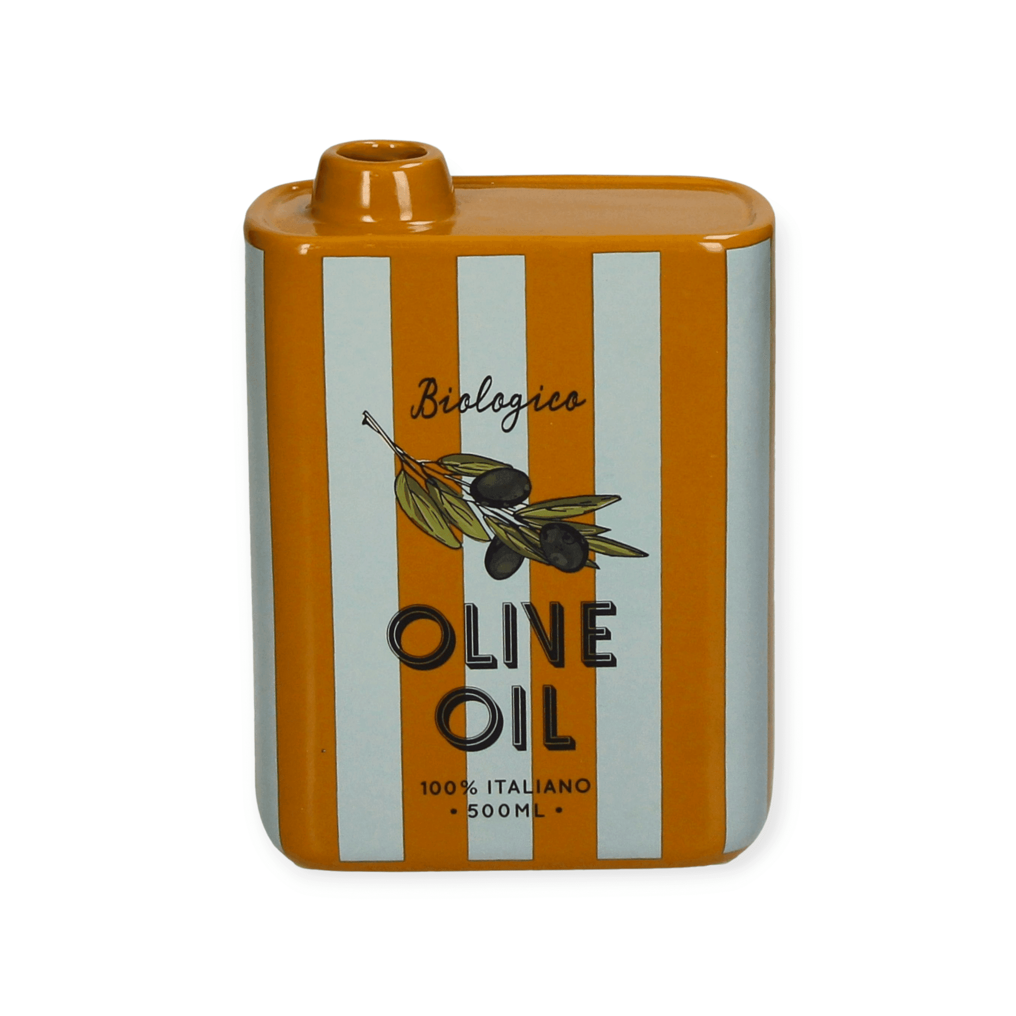 Spant7 - Vaas - Bloemenvaas - Olijfolie - Keramiek - Bruin/Blauw - 13x5.5x17cm