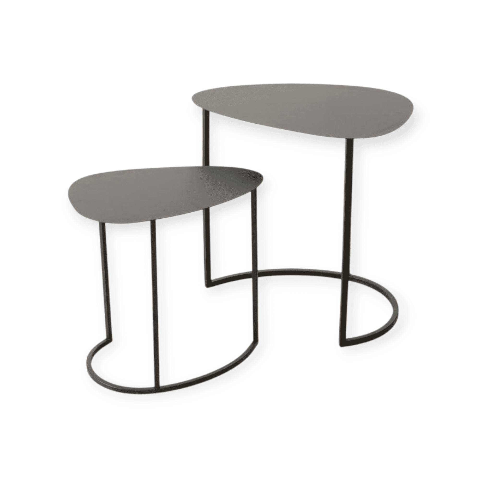 Boltze - Salontafel - Bijzettafel - Tafel - Set van 2 - Metaal - Zwart - 55x38 en 45x30cm