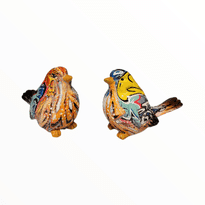 Gilde Handwerk - Set /2 Vogels - Pop/Street Art - Polyresin - 10,5 cm Hoog