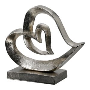 Gilde Handwerk -Beeld - Sculptuur - Hart - Aluminium - Zilverkleur - 10.5x29x24.5cm
