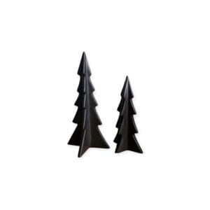 Boltze - Kerstbomen - Keramiek - Set van 2 - Zwart - 16 en 20cm hoog