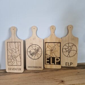 Borrelplank met plattegrond naar keuze - 35x14cm - Bamboe