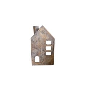 Daan Kromhout - Waxine/Kaarsen Huis - Beton - Goud/Grijs - 16x10x28 cm - Sfeervol Schaduweffect - Kerst