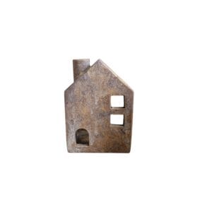Daan Kromhout - Waxine/Kaarsen Huis - Beton - Goud/Grijs -14x10x20 cm - Sfeervol Schaduweffect - Kerst