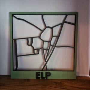 Stad- Dorpskaart uit hout 25x25cm