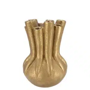 Daan Kromhout - Vaas - Bloemenvaas - Mika - Majestic - Tube - Goud - Keramiek - 18x25cm